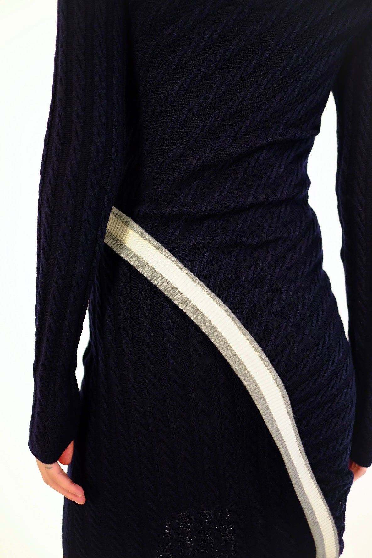 LACOSTE CABLE KNIT TWIST DRESS