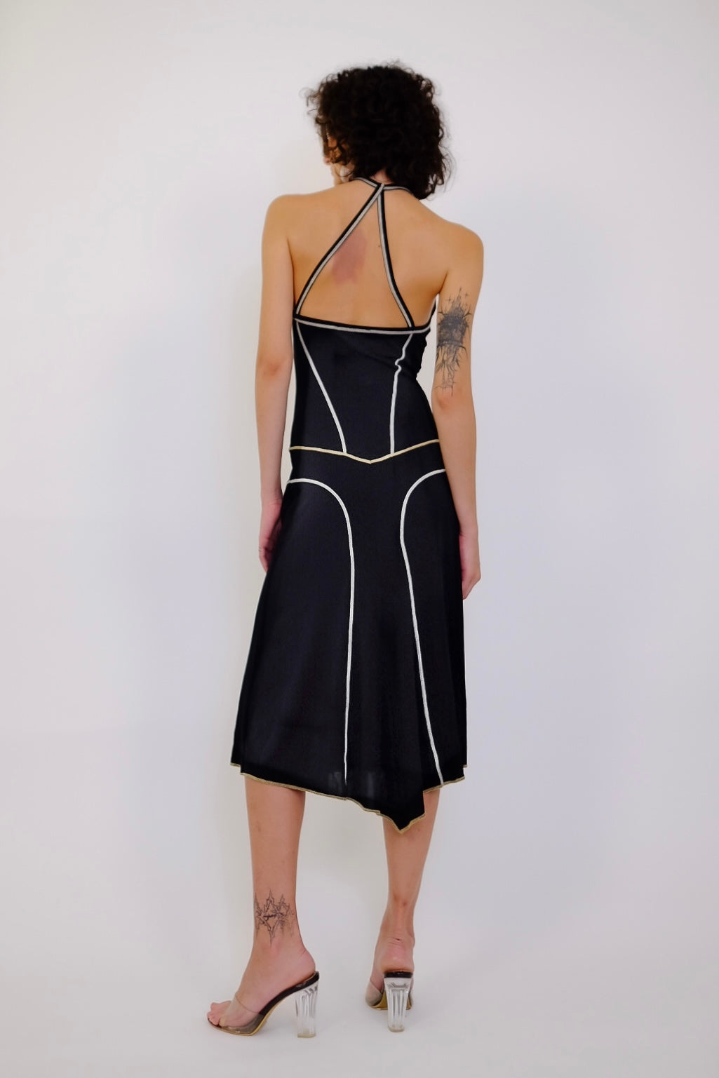 LIU JO OVERLOCK PANELLED HALTER DRESS