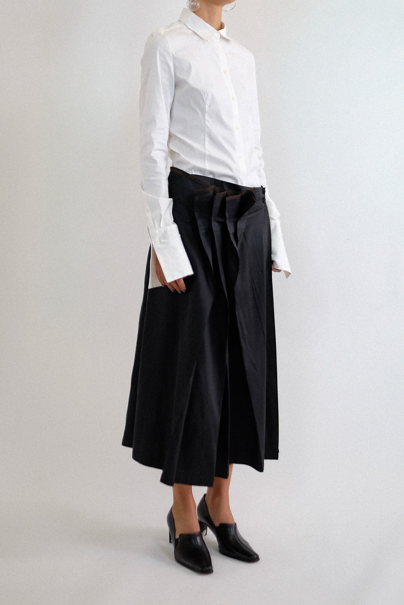 ARTISANAL RAW SILK WRAP SKIRT IN BLACK (ON HOLD)
