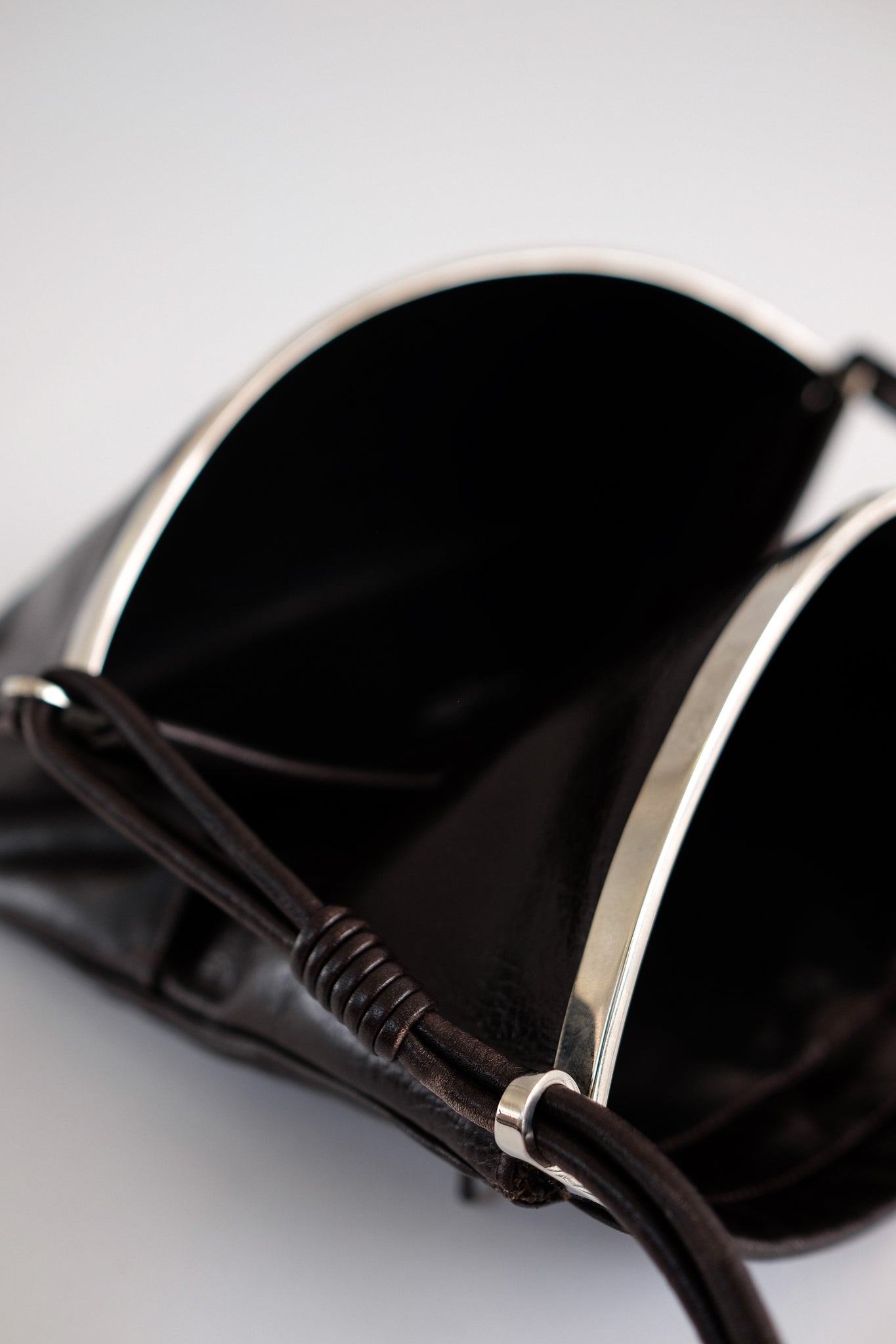CESARE PICCINI 1970S  LEATHER SNAP BAG IN DARK BROWN