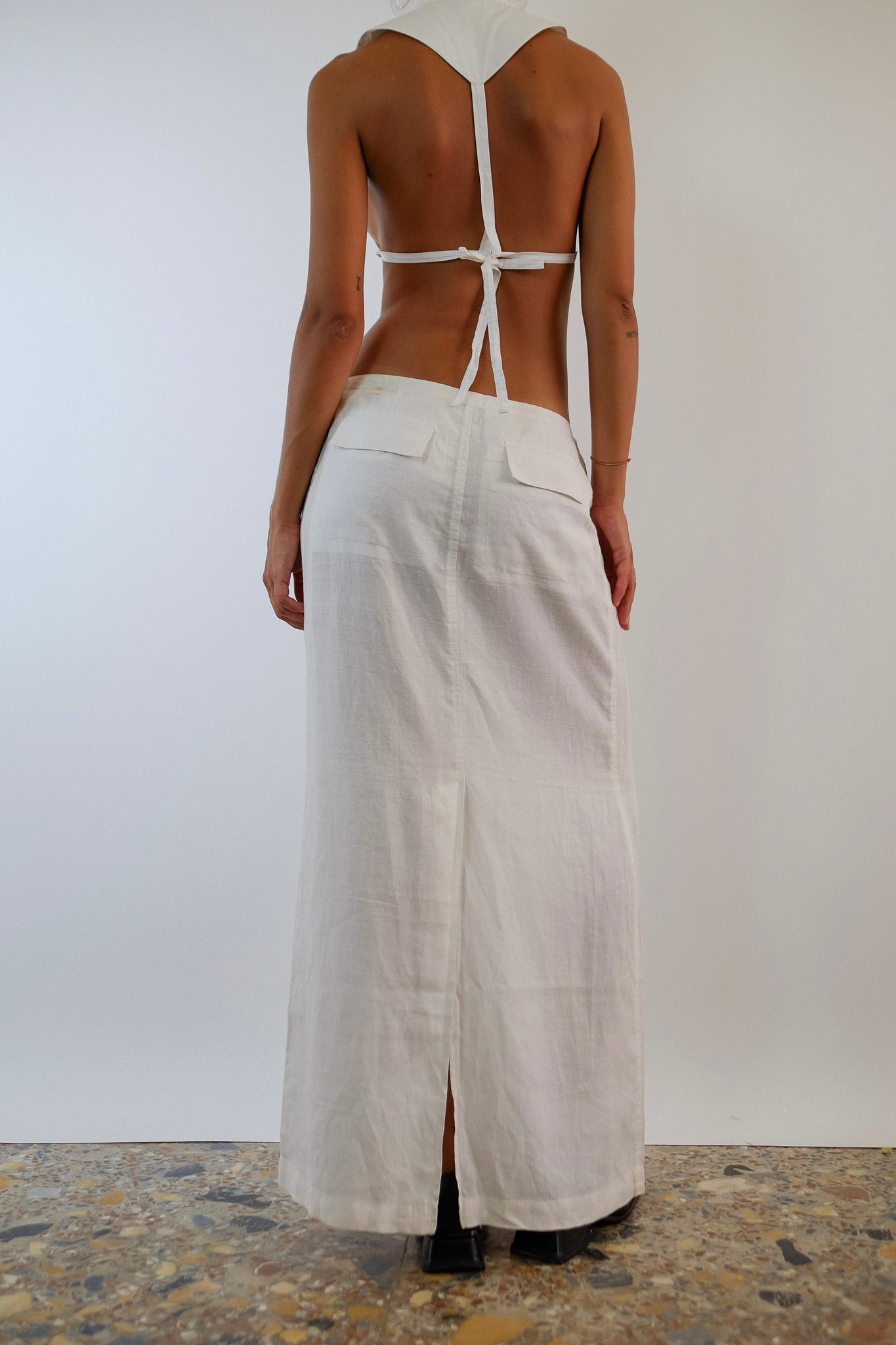 STEFANEL MAXI SKIRT IN WHITE RAMIE