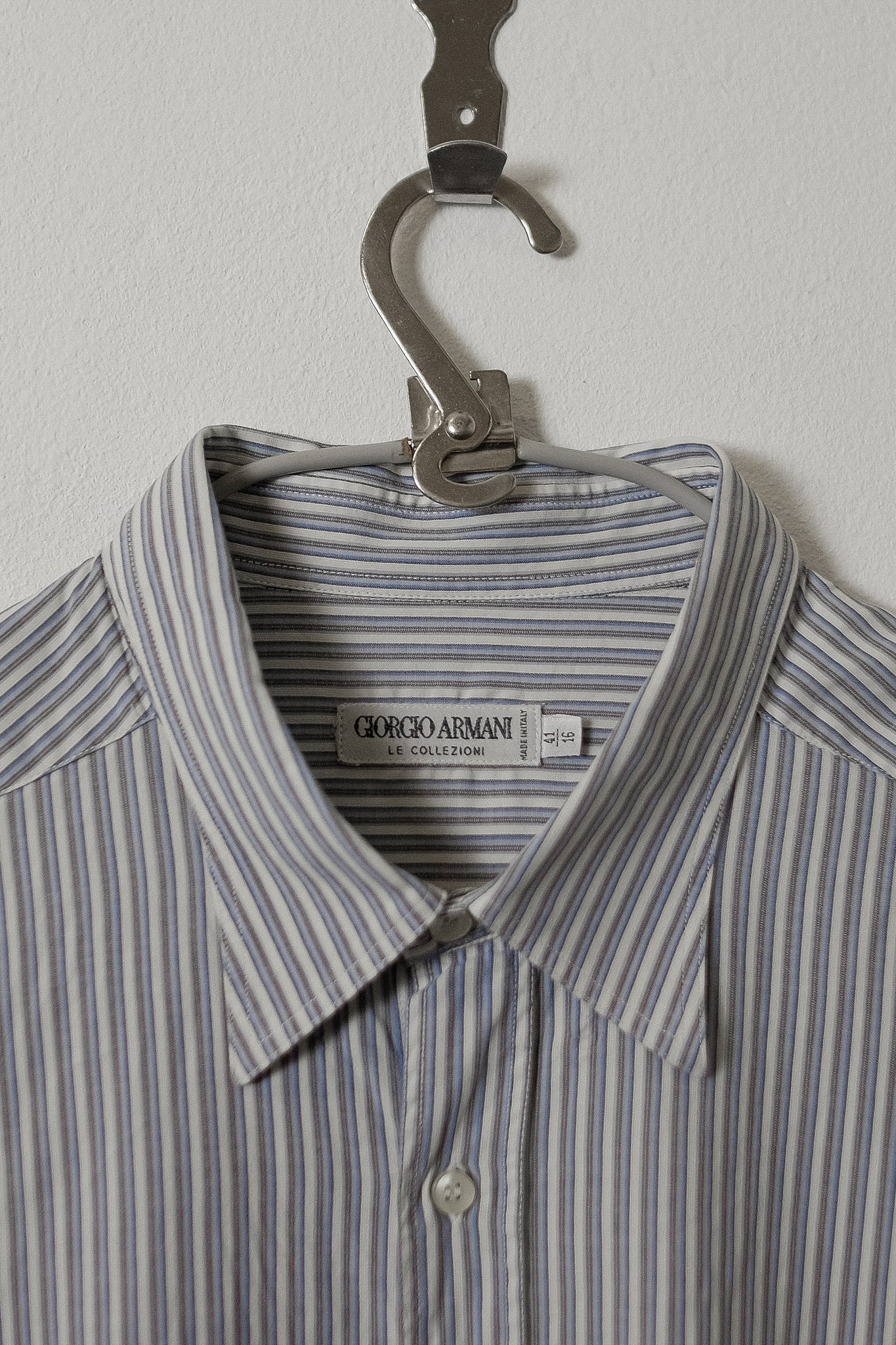 1980s GIORGIO ARMANI UOMO COLLEZIONI BLUE STRIP SHIRT