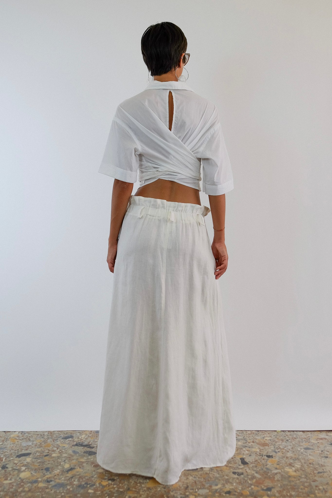 MAX MARA STUDIO MAXI SKIRT IN WHITE LINEN