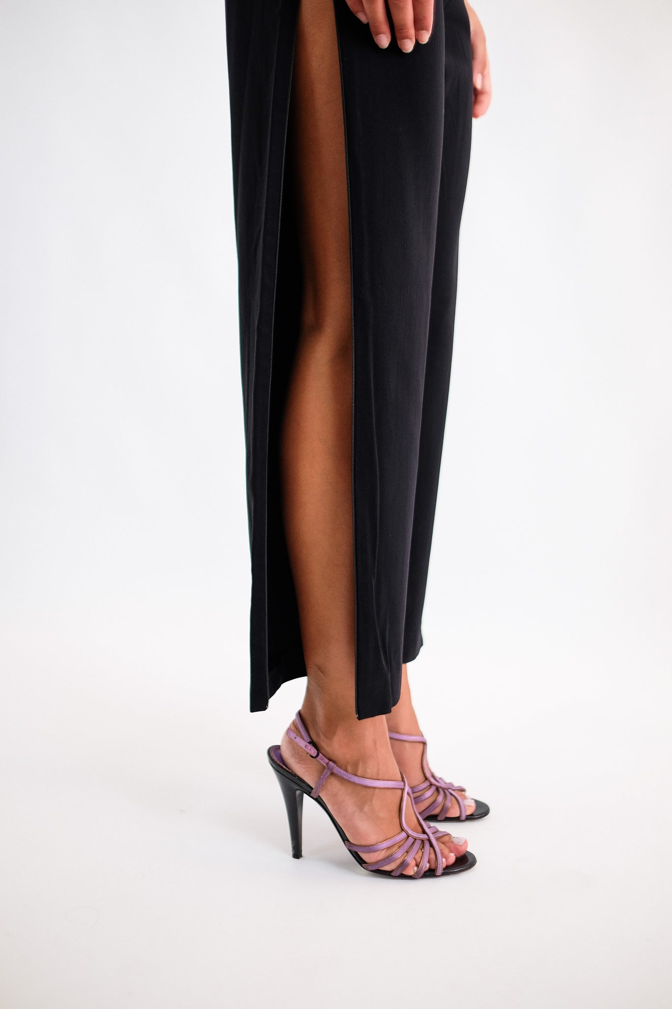 DOLCE AND GABBANA HIGH ZIPPER PANTS IN LIGHT WOOL CREPE