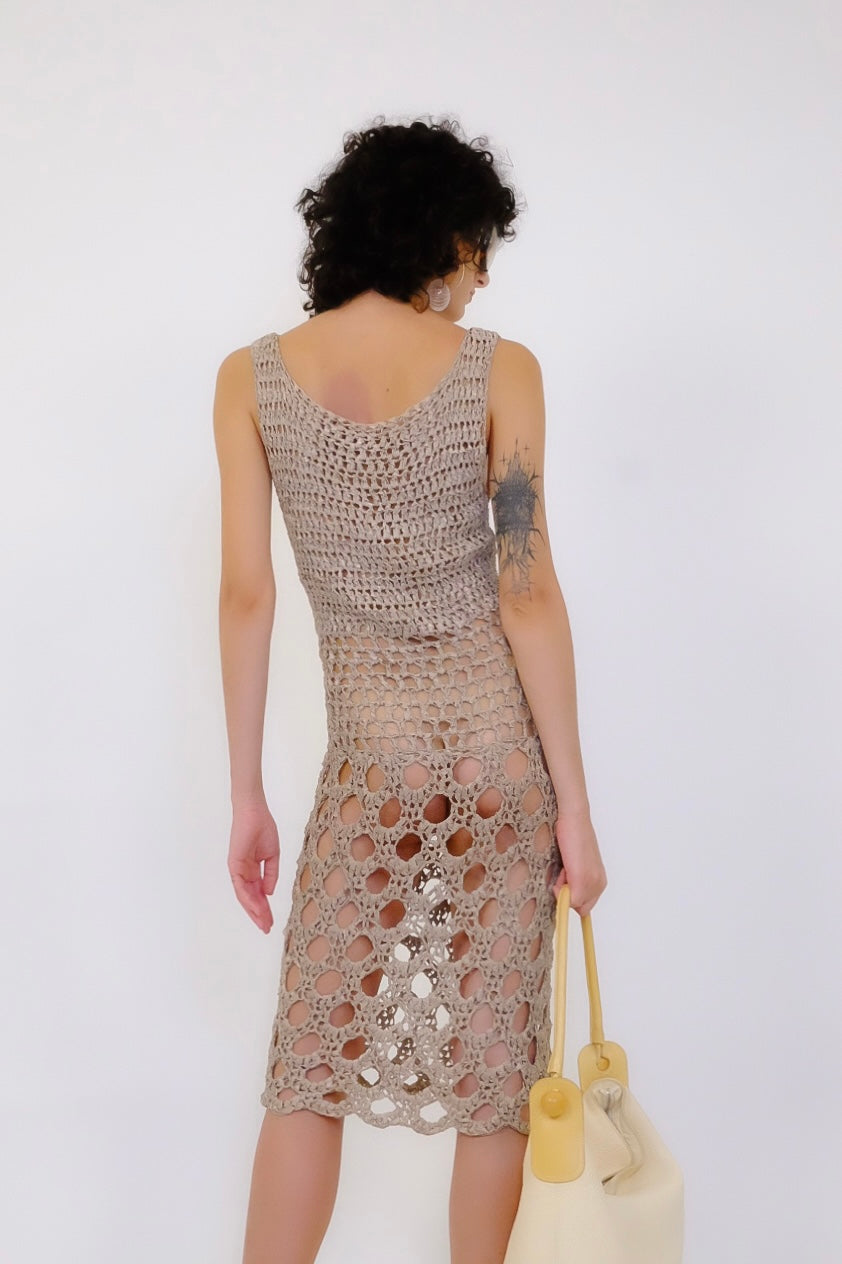 ALBERTA FERRETTI S/S 2003 HAND  CROCHET DRESS