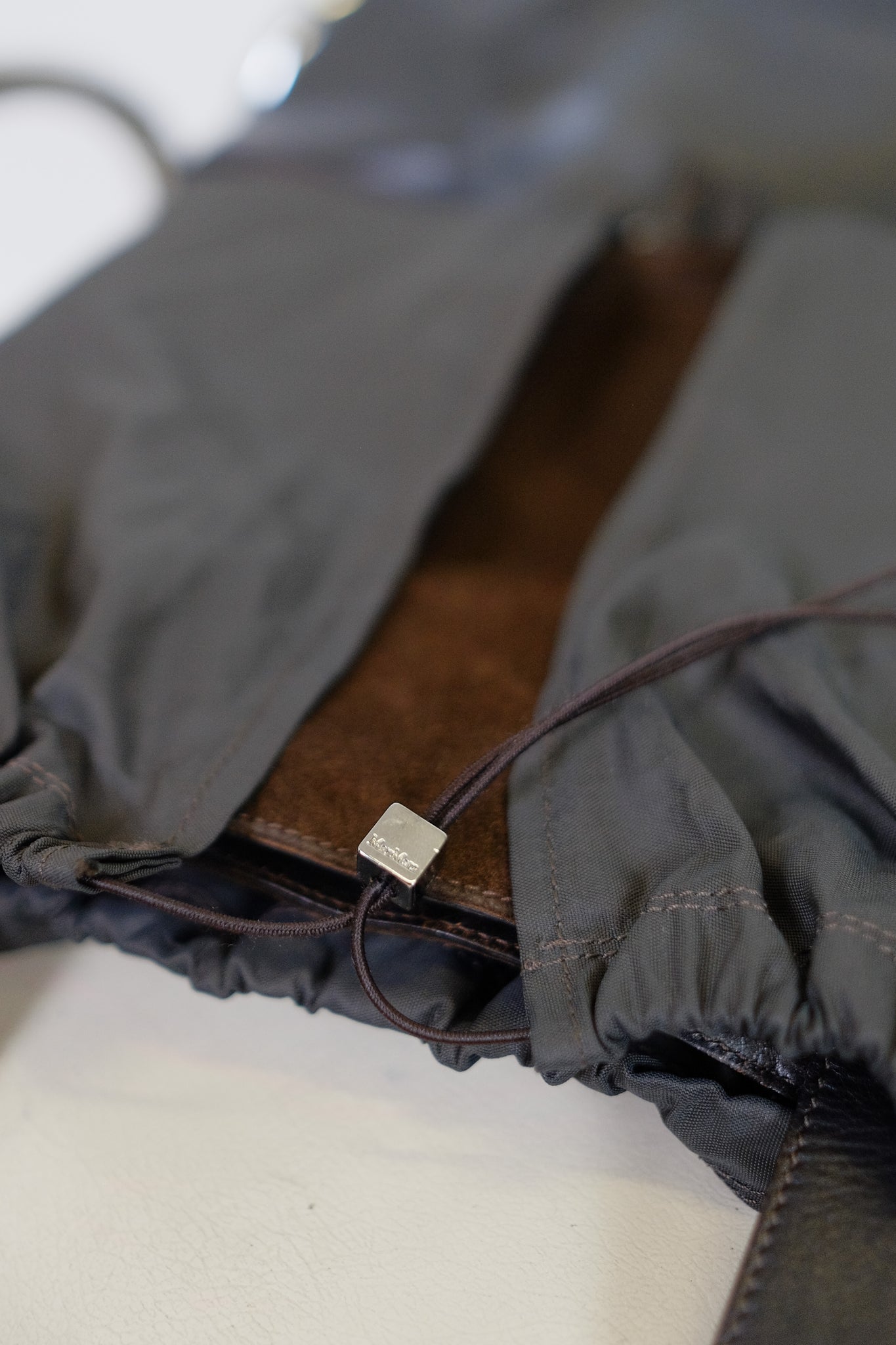 MAX MARA SUEDE BUCKET SHOULDER BAG IN CHOCOLATE BROWN