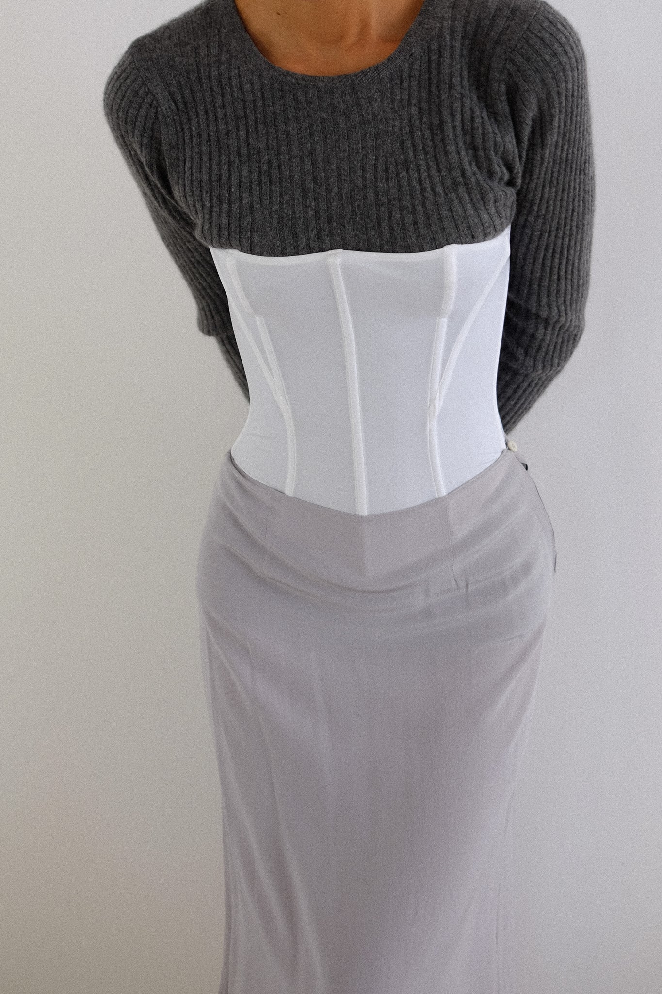 PRADA SILK SLIP SKIRT IN LAVENDER GREY