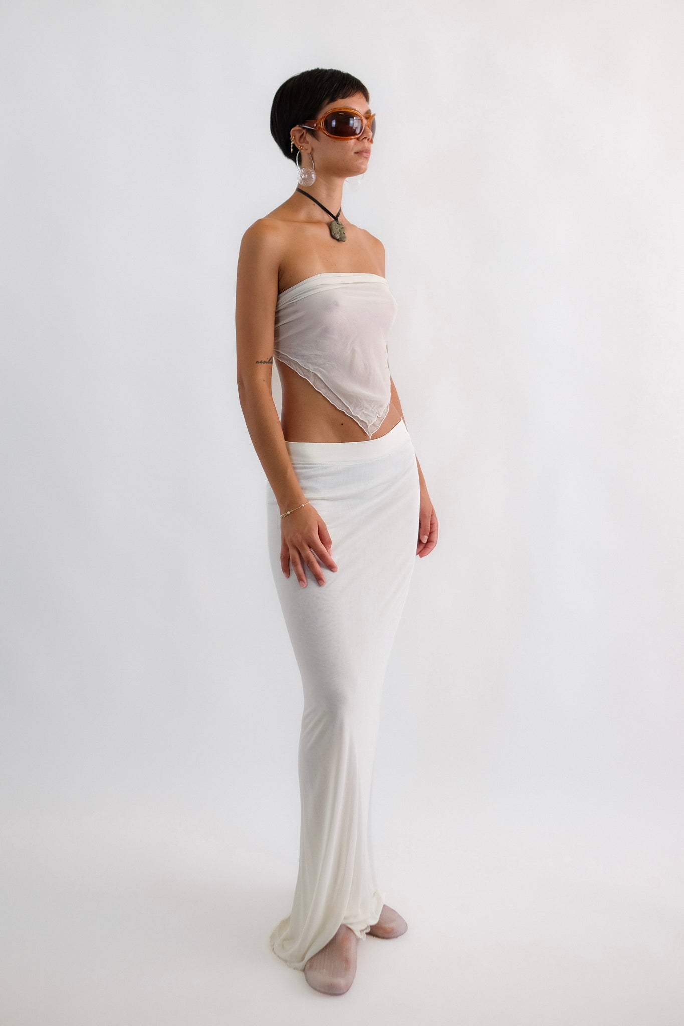LA PERLA TIERED MAXI SKIRT-DRESS IN WHITE JERSEY