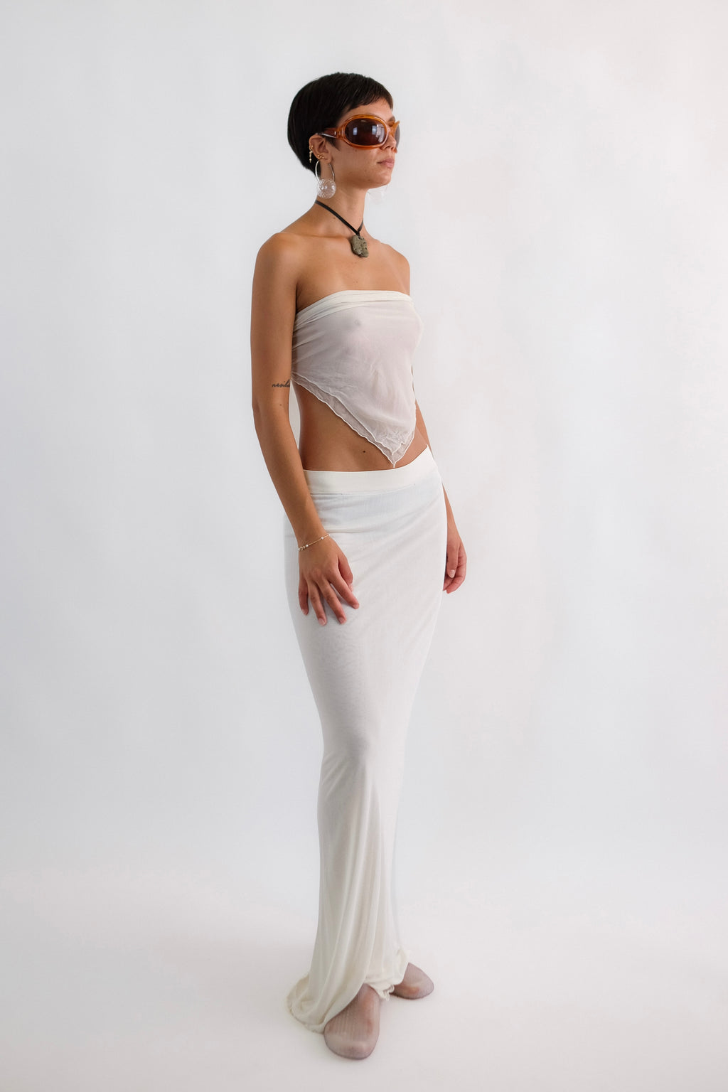 LA PERLA TIERED MAXI SKIRT-DRESS IN WHITE JERSEY