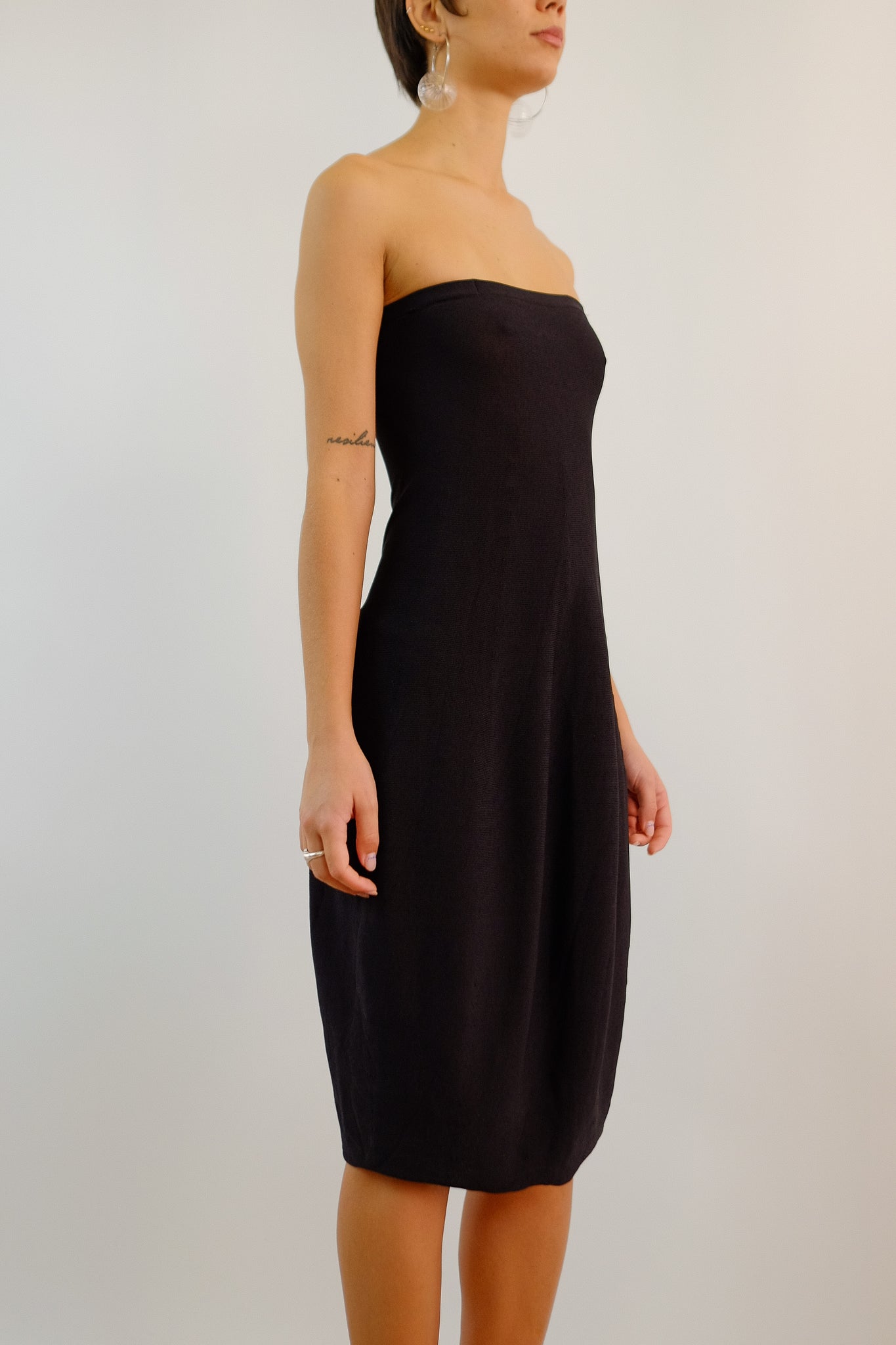 TERRE ALTE STRETCH KNIT BUBBLE DRESS IN BLACK