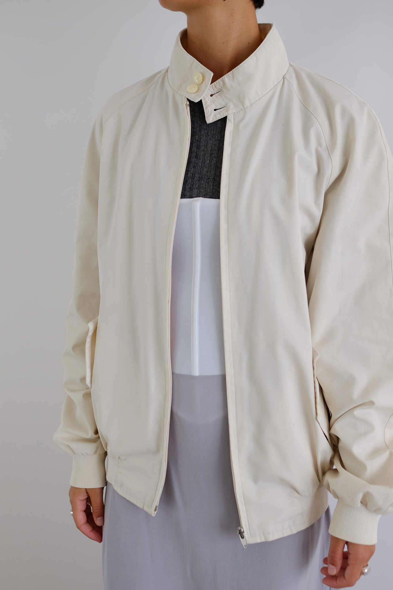 1980S ITALIAN VINTAGE SPITFIRE JACKET IN IVORY COTTON