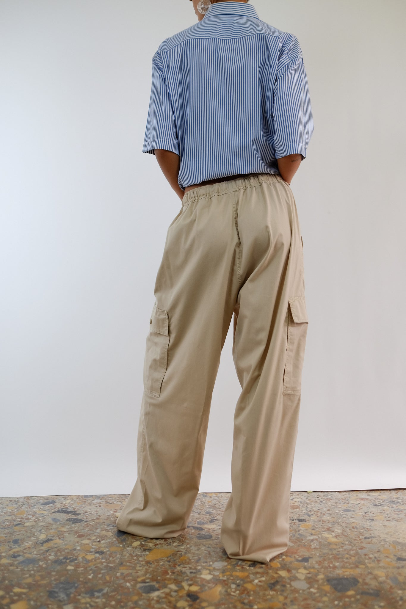 ARMANI JEANS DRAWSTRING WIDE CARGOS IN SAND