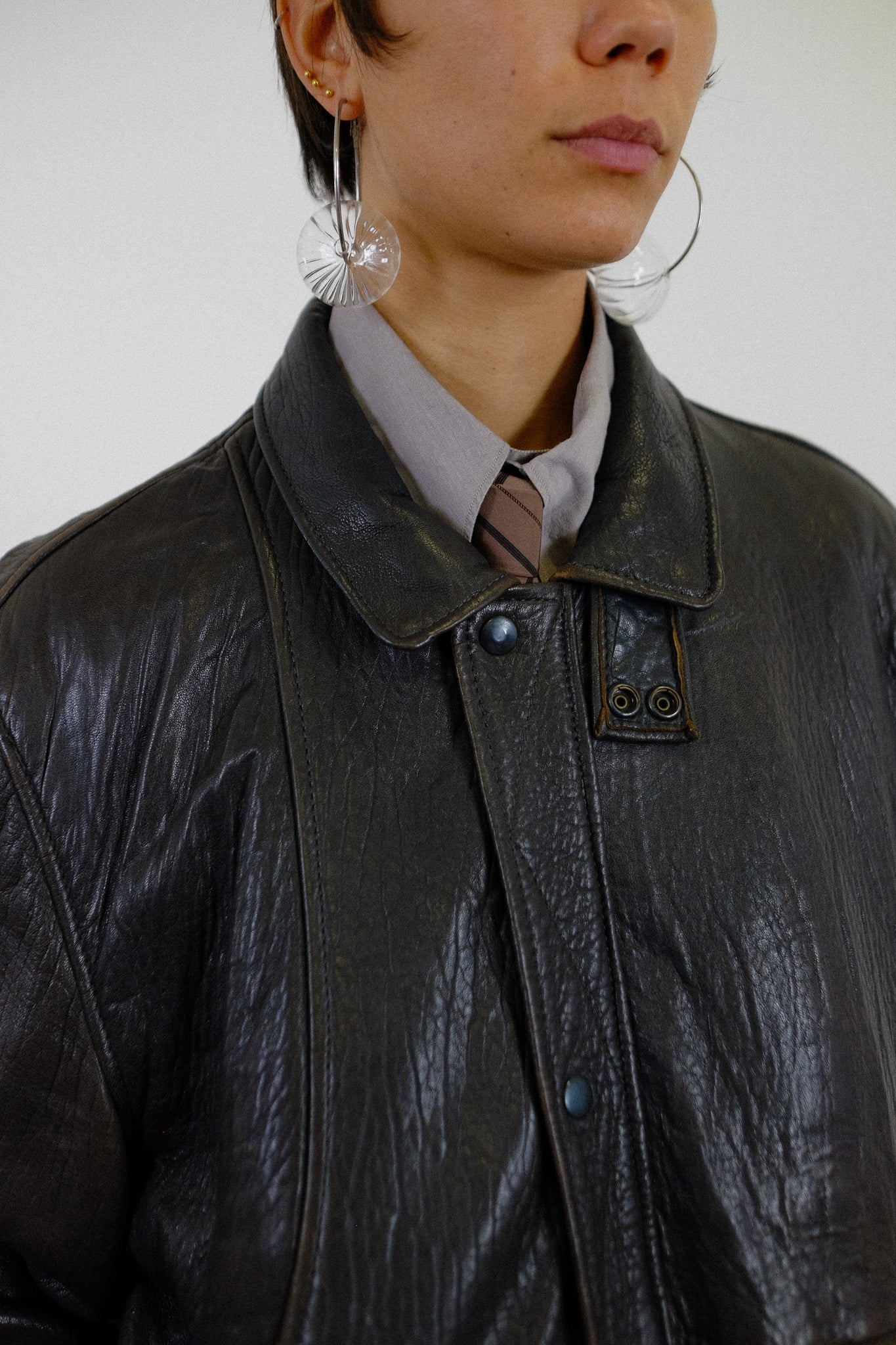 ANGELO LITRICO LEATHER JACKET IN DISTRESSED BROWN