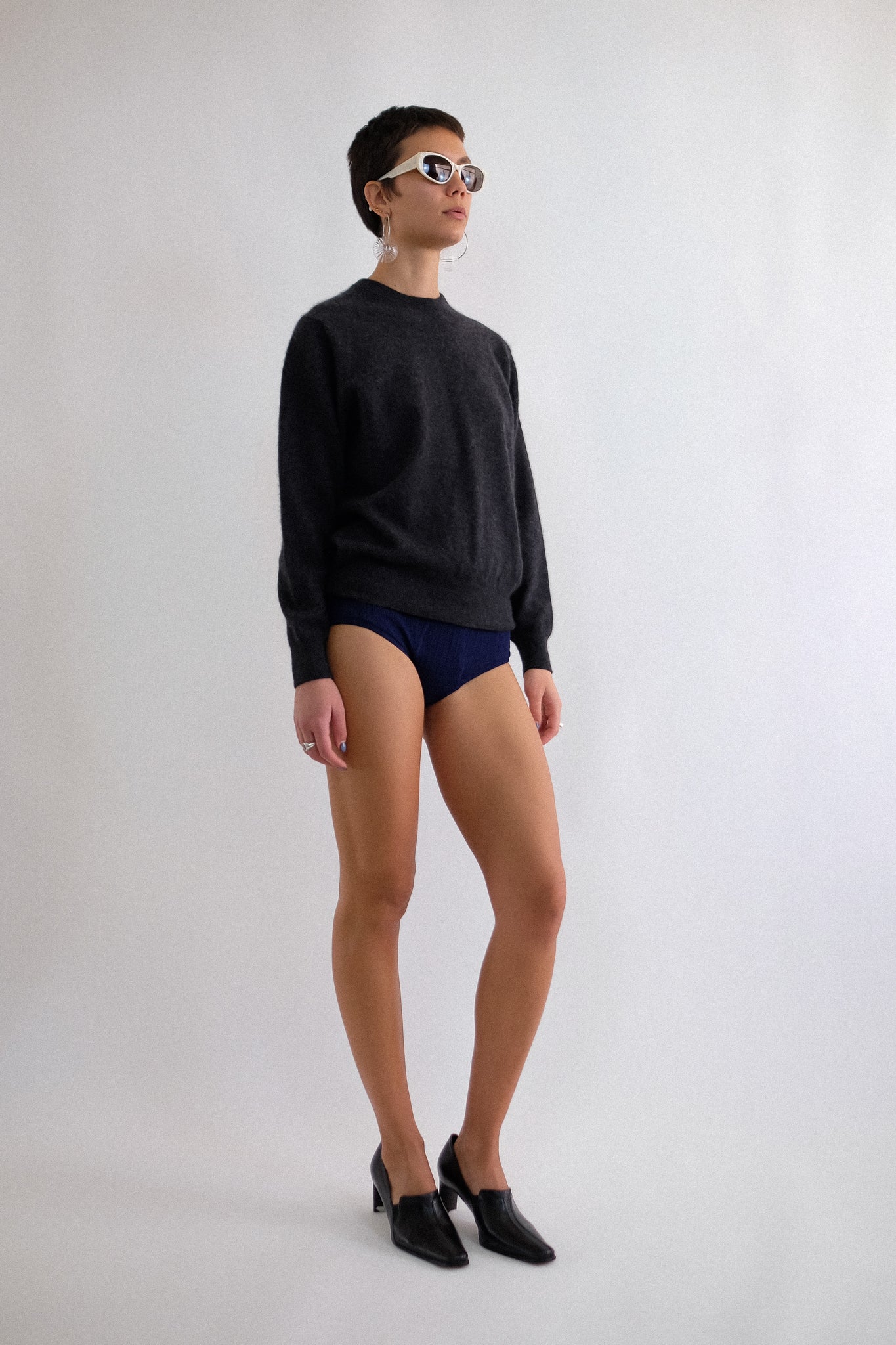 DUCA DI VALTORTA PURE CASHMERE SWEATER IN CHARCOAL GREY