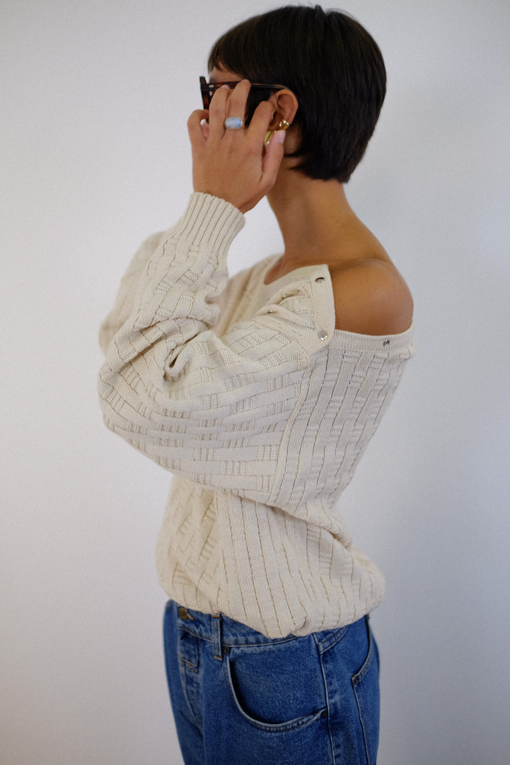 GUERRIERI ITALIAN COTTON KNIT IN CREAM WHITE