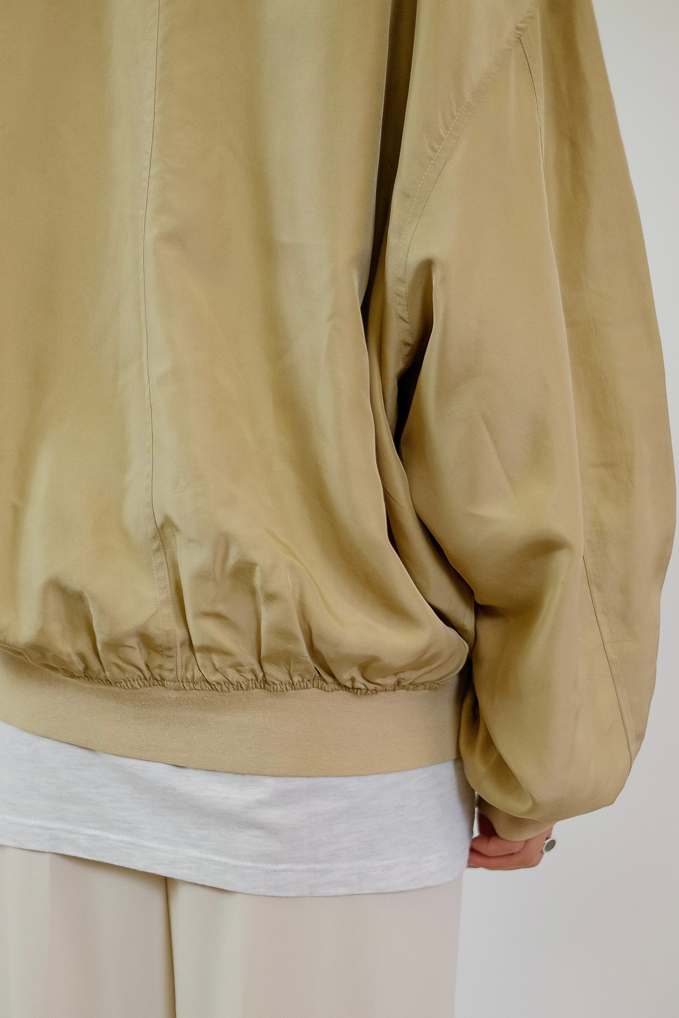 SILK BOMBER JACKET IN TAUPE