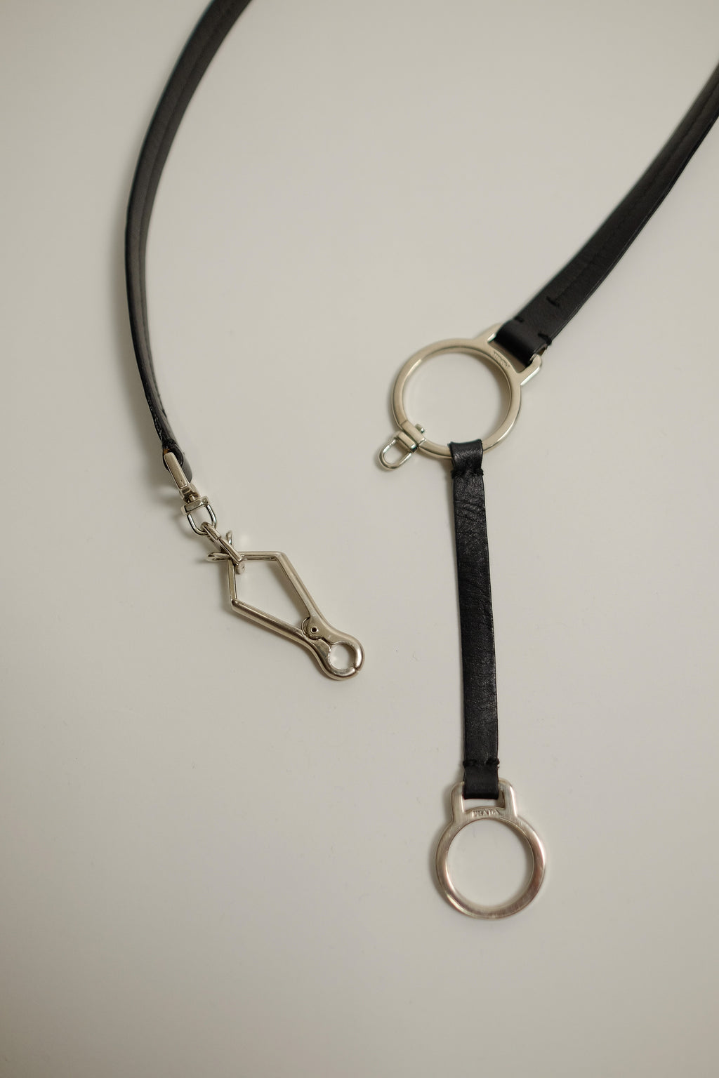 PRADA SKINNY CLIP UTILITY BELT IN BLACK LEATHER