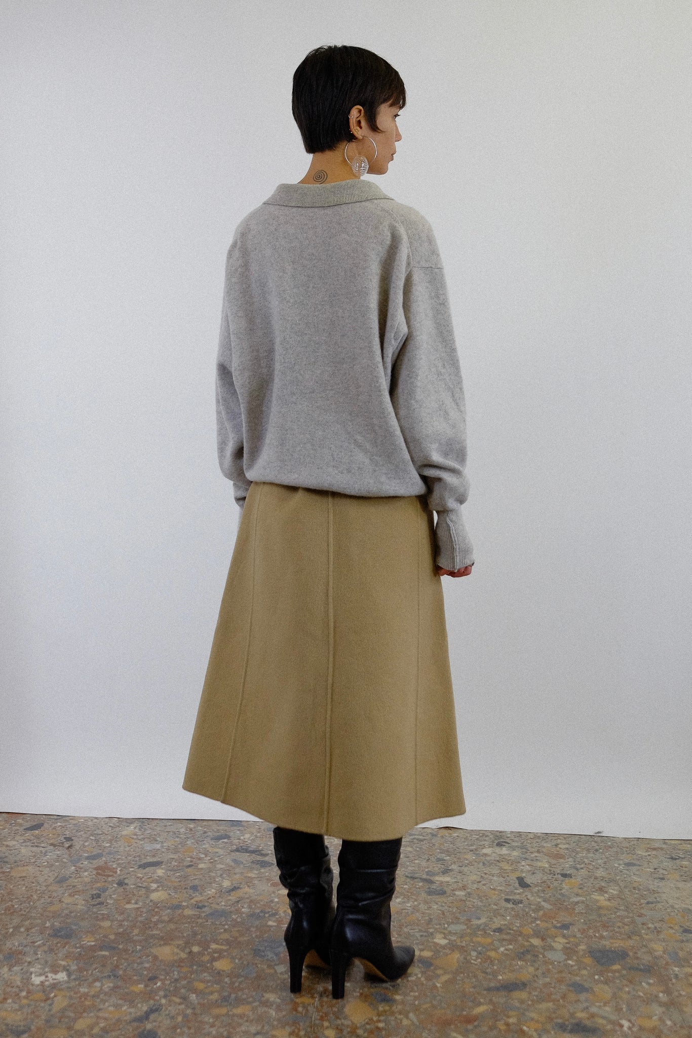 LYLE & SCOTT OF SCOTLAND CASHMERE KNIT FOR ANTICHI TELAI IN LIGHT GREY