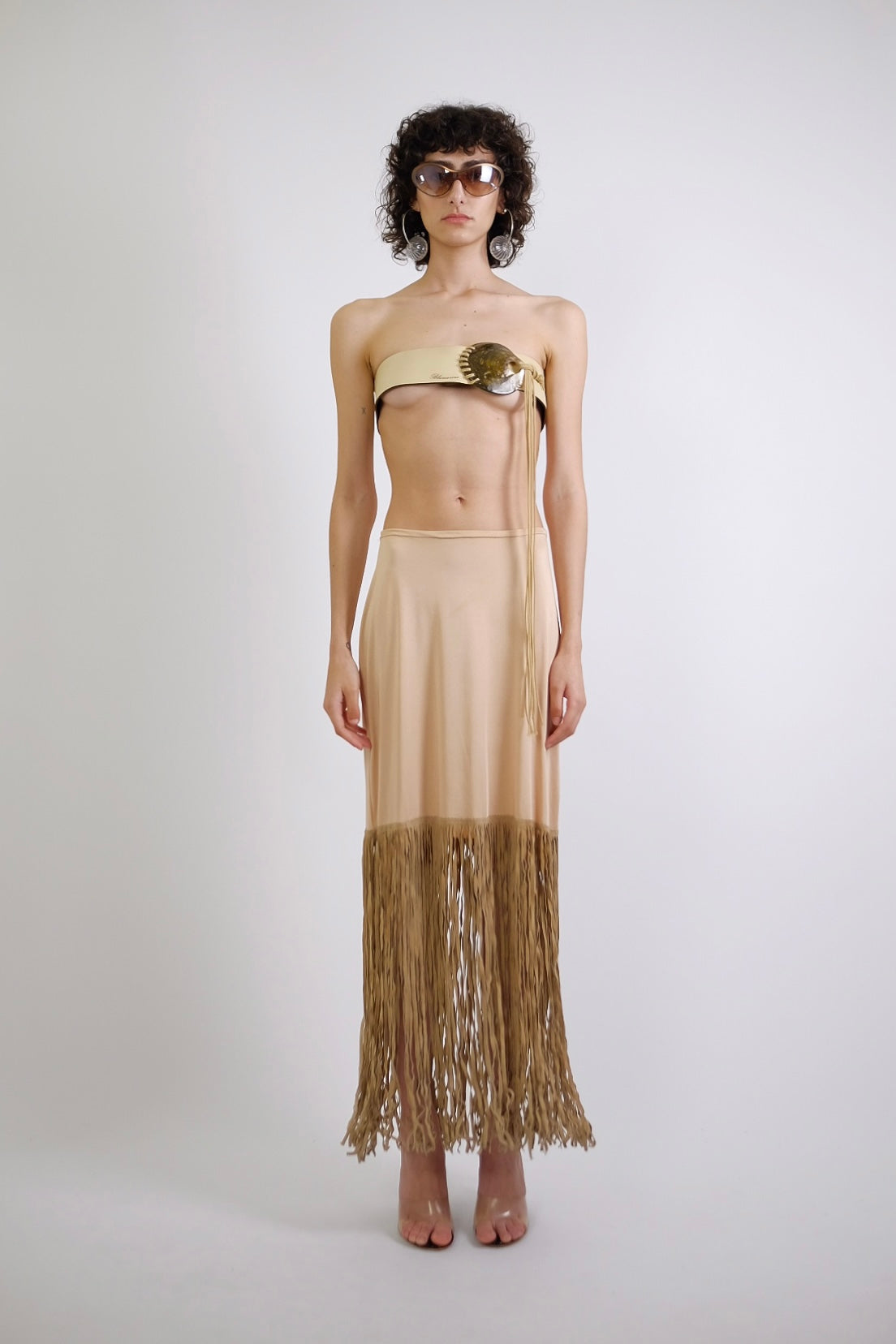 PLEIN SUD LEATHER FRINGE SKIRT