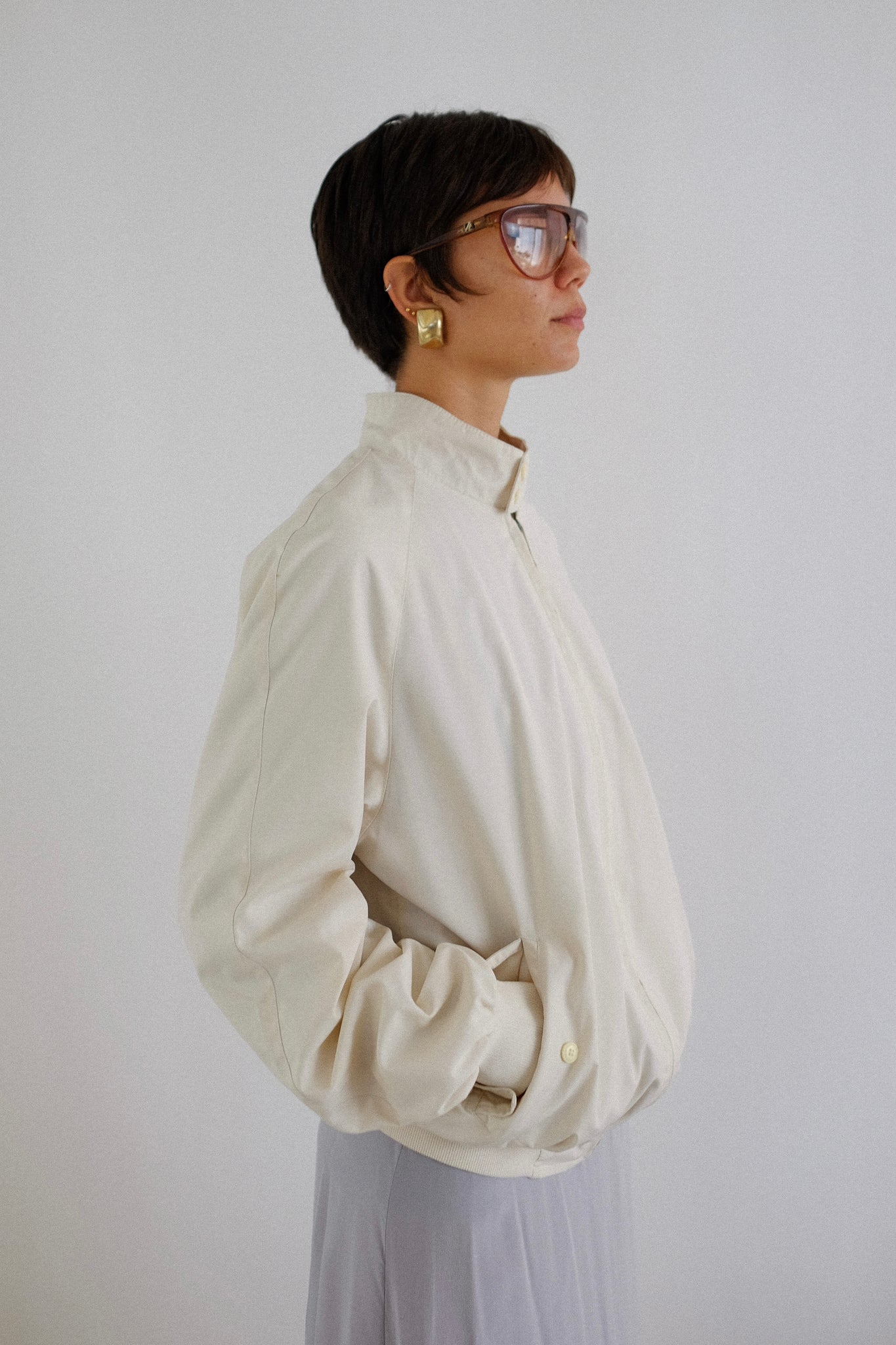 1980S ITALIAN VINTAGE SPITFIRE JACKET IN IVORY COTTON