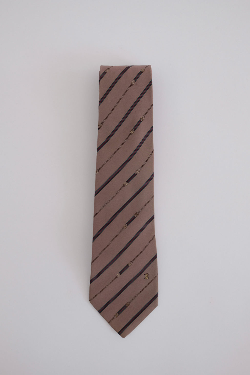 CELINE SILK PRINT TIE IN BROWN