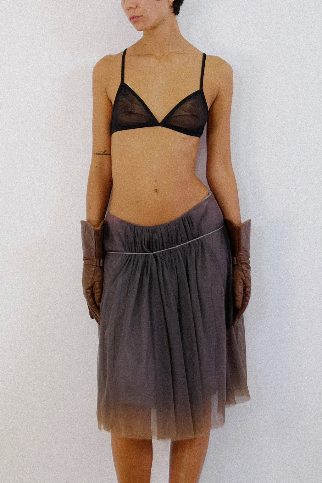 PENNYBLACK (MAX MARA BRAND) TULLE SKIRT IN BROWN DEGRADÉ