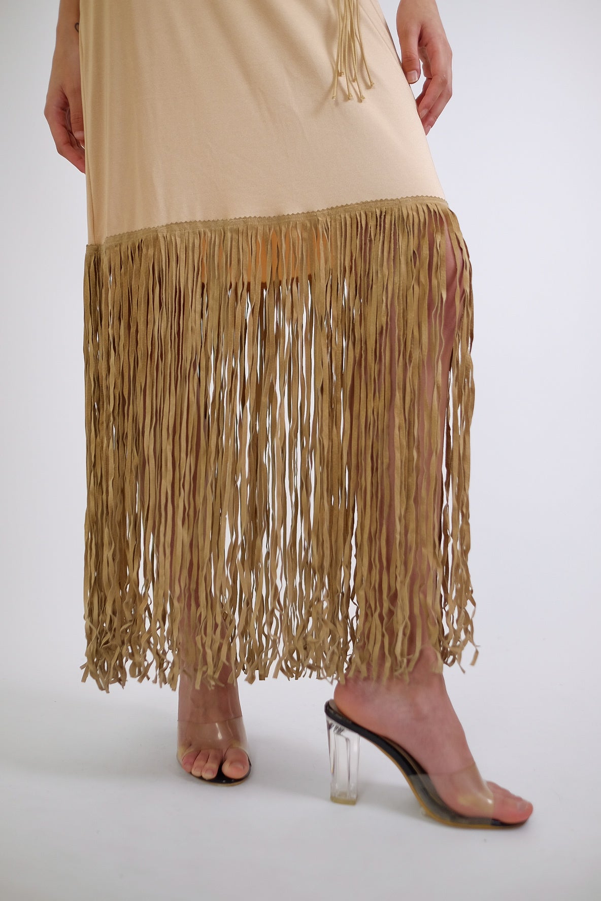 PLEIN SUD LEATHER FRINGE SKIRT