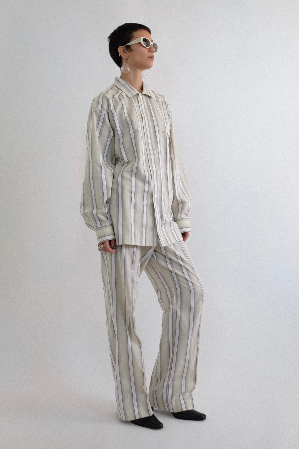 YVES SAINT LAURENT DEADSTOCK COTTON SET IN STRIPE