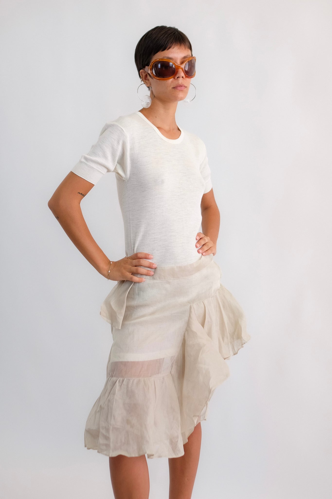 MAXMARA STRUCTURED ORGANZA SKIRT IN TAUPE