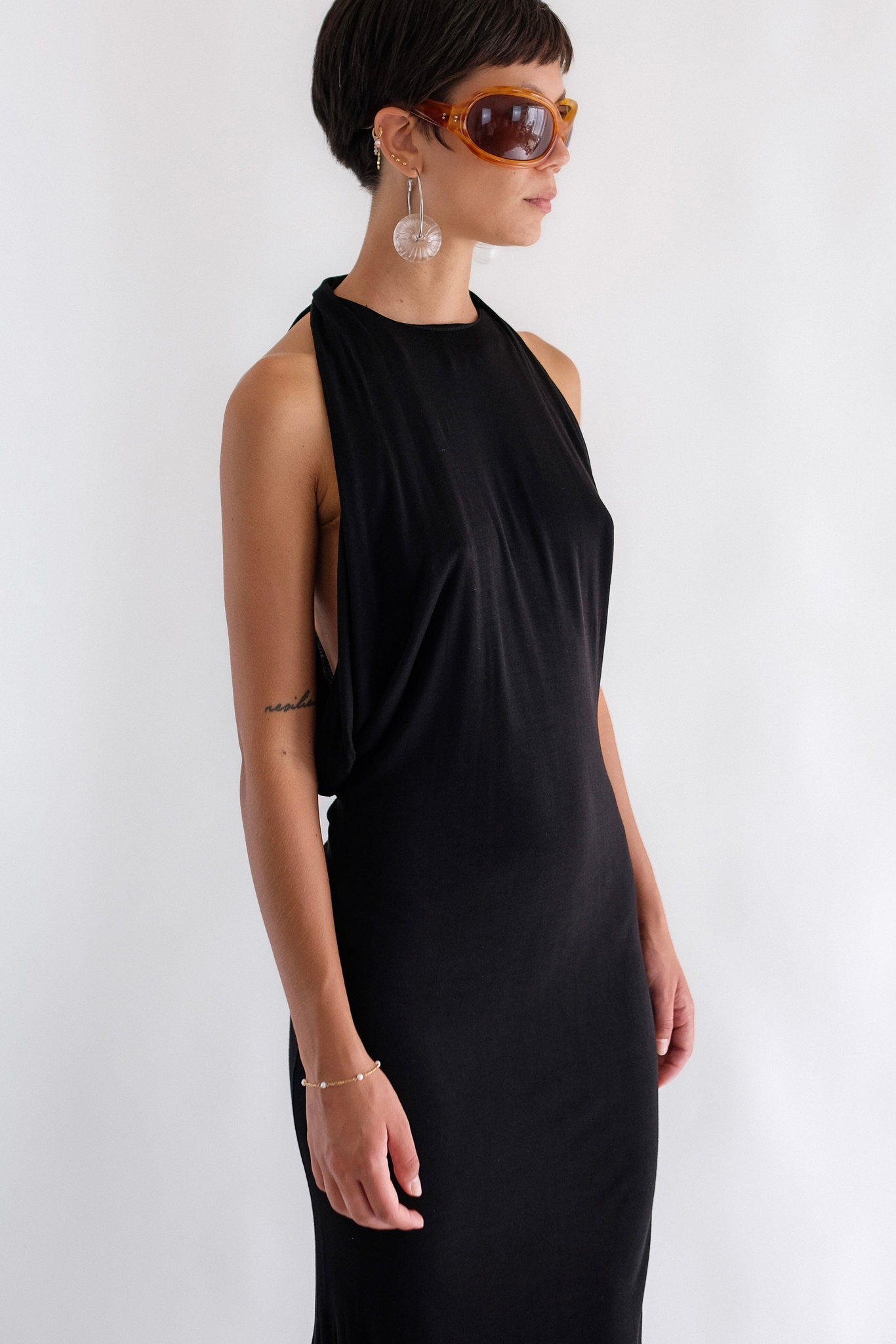 ALEXANDER MCQUEEN S/S 2001 DOCUMENTED ‘VOSS’ COLLECTION DRESS IN BLACK JERSEY