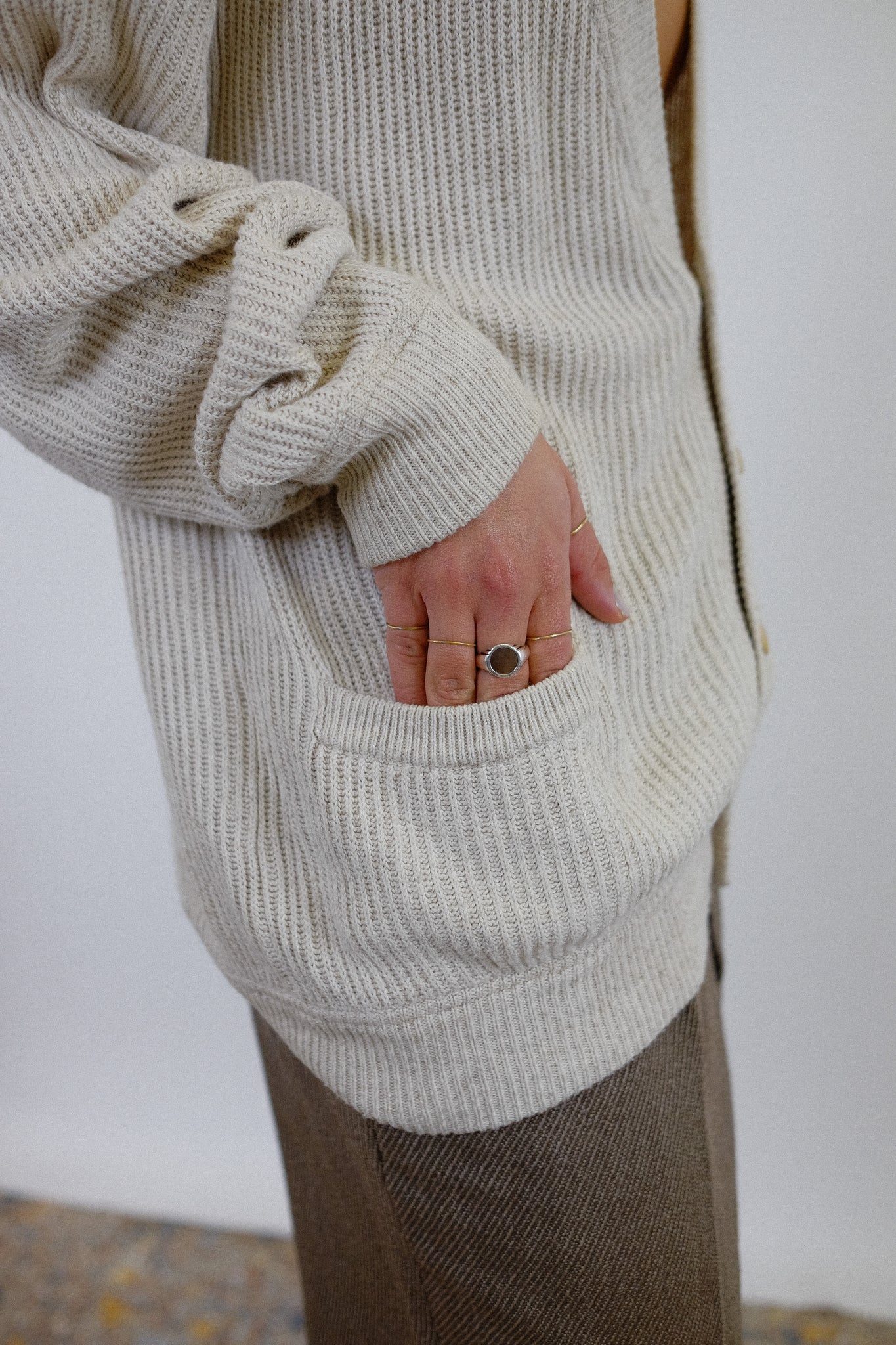 1980s VALENTINO SPORT MONOGRAM OVERSIZED CARDIGAN IN LIGHT BEIGE