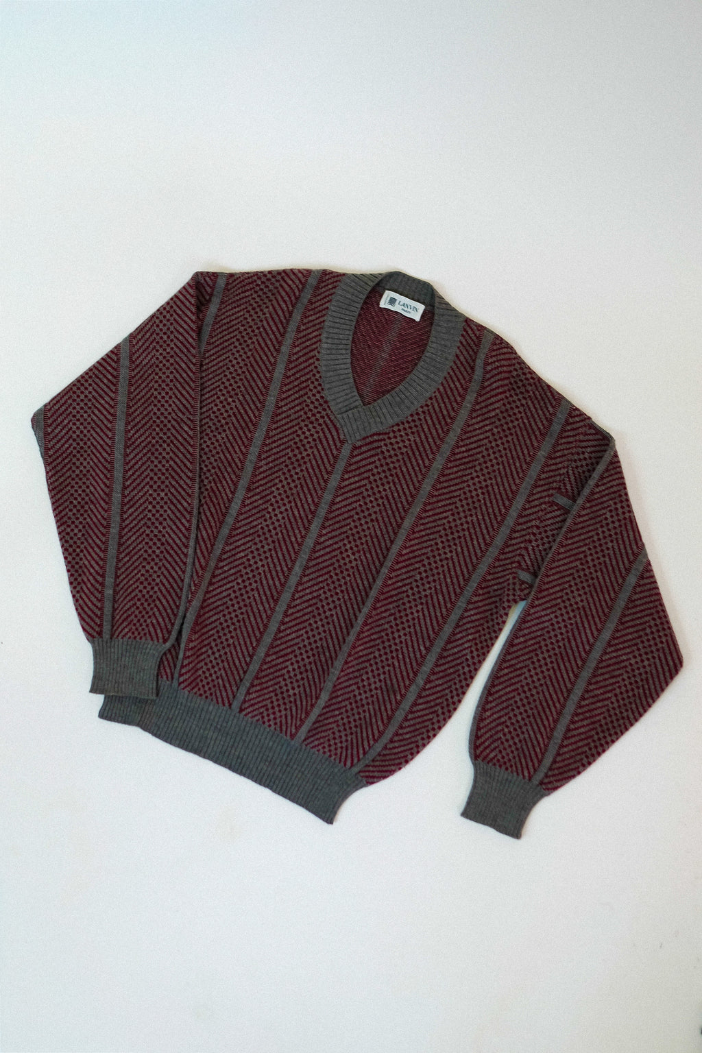 1980s LANVIN PURE VIRGIN WOOL INTARSIA SWEATER