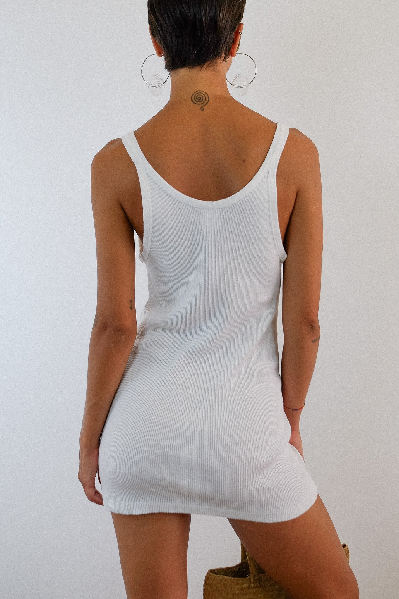 80S DEADSTOCK ITALIAN RIBBED LAYERING TANK DRESS