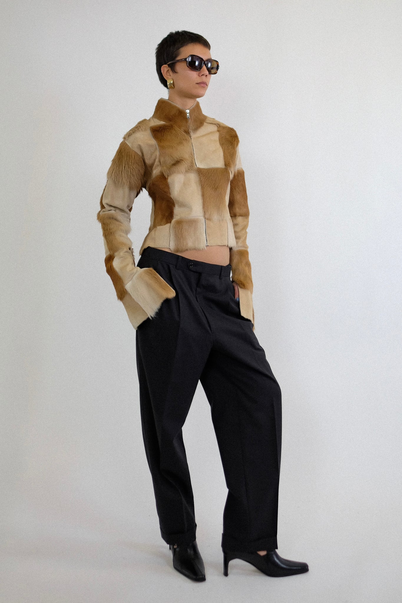 FENDI FALL 1999 PATCHWORK FUR JACKET IN NATURAL