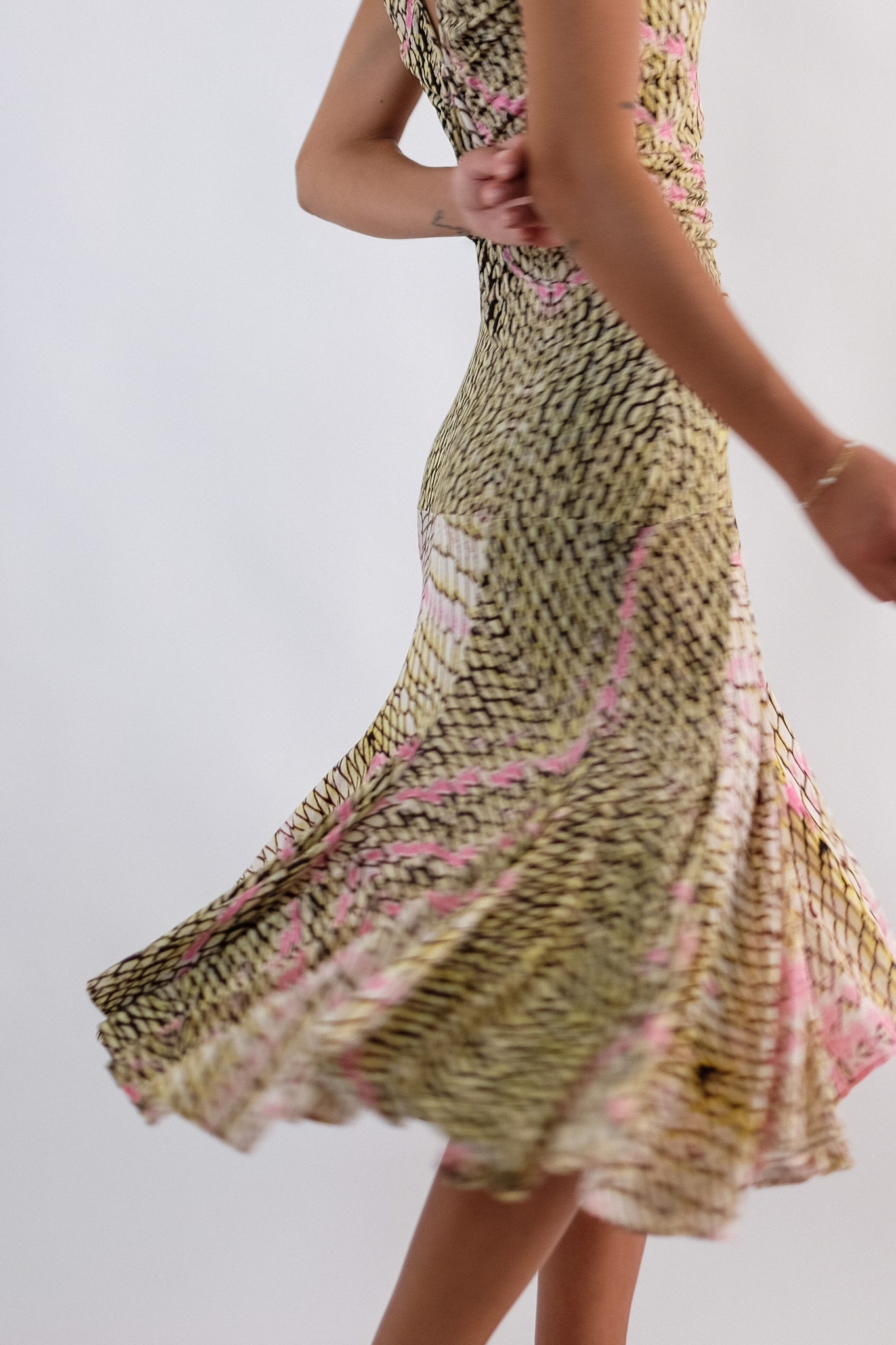CAVALLI DRAPE DRESS IN PRINT