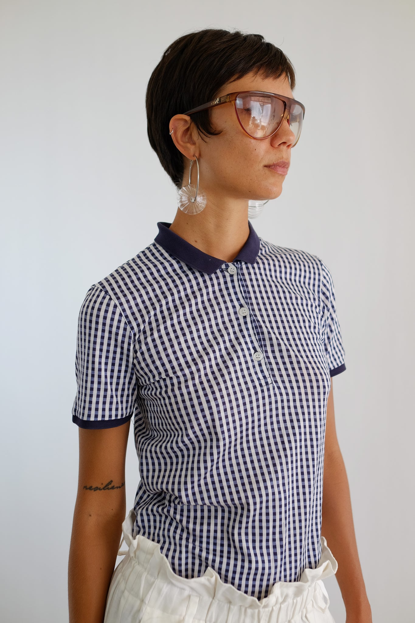 DOLCE & GABBANA STRETCH POLO IN BLUE GINGHAM