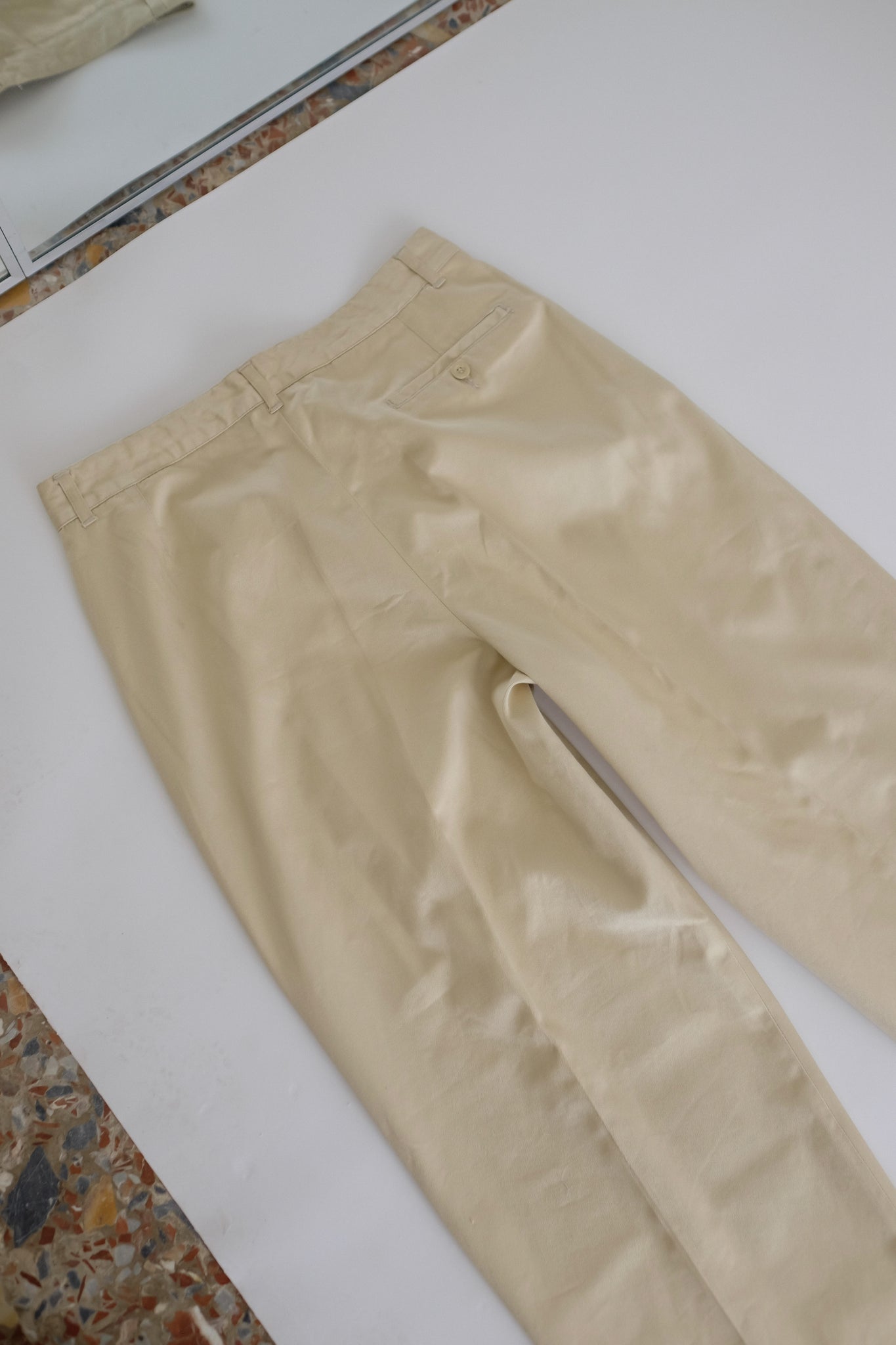 80S CLOSED BY GIRBAUD DEADSTOCK TROUSERS IN BEIGE