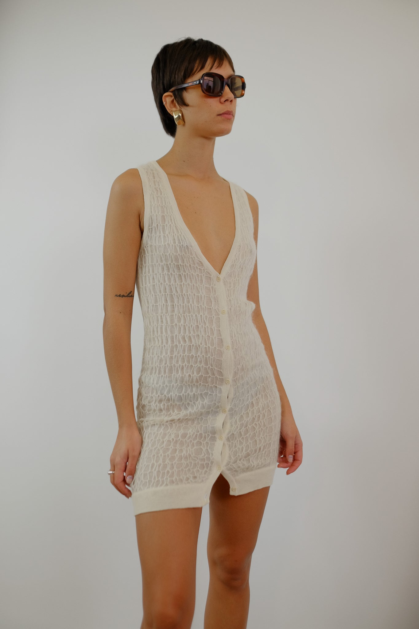 LA PERLA MOHAIR KNIT DRESS IN IVORY
