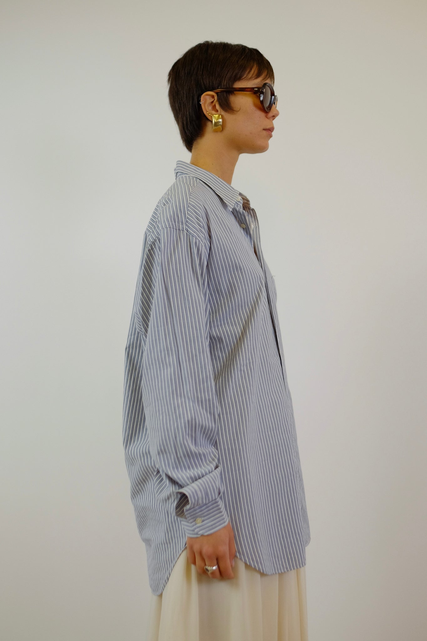 1980s GIORGIO ARMANI UOMO COLLEZIONI BLUE STRIP SHIRT