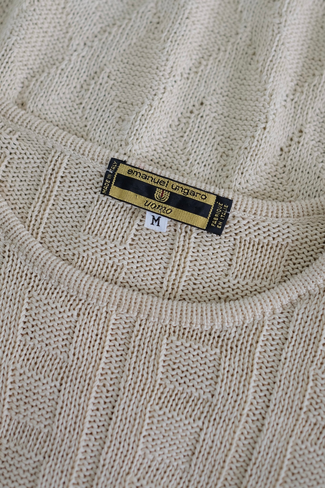 EMANUEL UNGARO LIGHT COTTON KNIT IN BEIGE CABLE