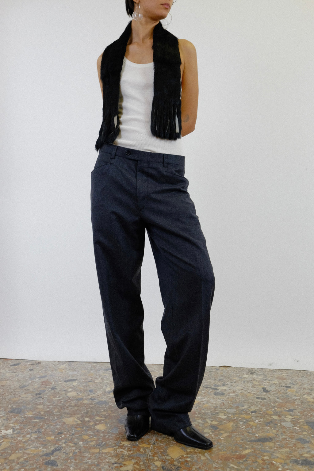 ITALIAN TAILORED DEADSTOCK MENSWEAR TROUSERS IN SLATE GREY