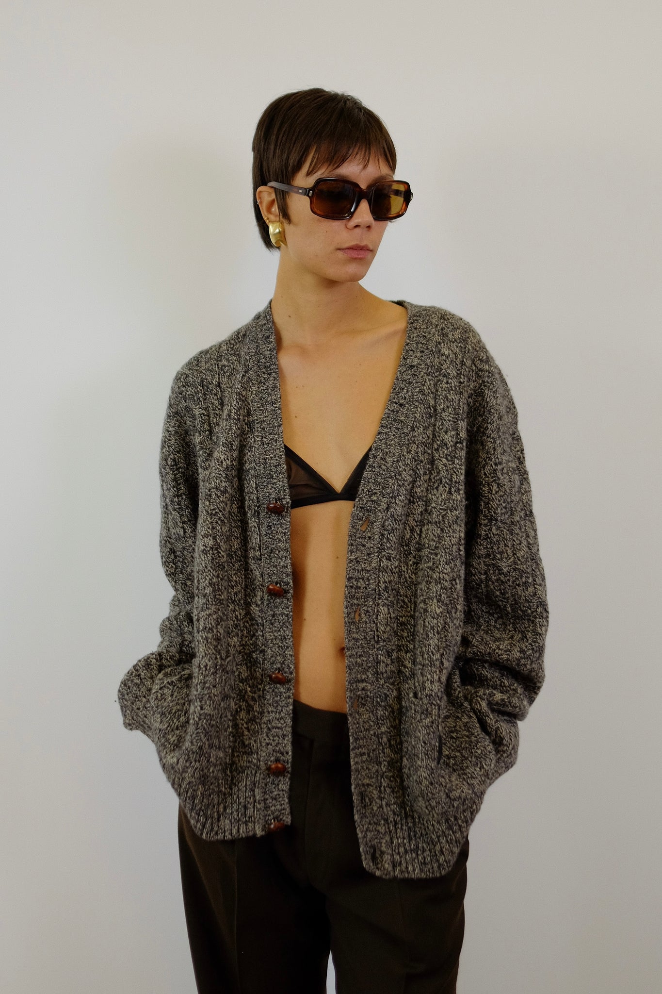 TRUSSARDI MELANGE CABLE KNIT IN