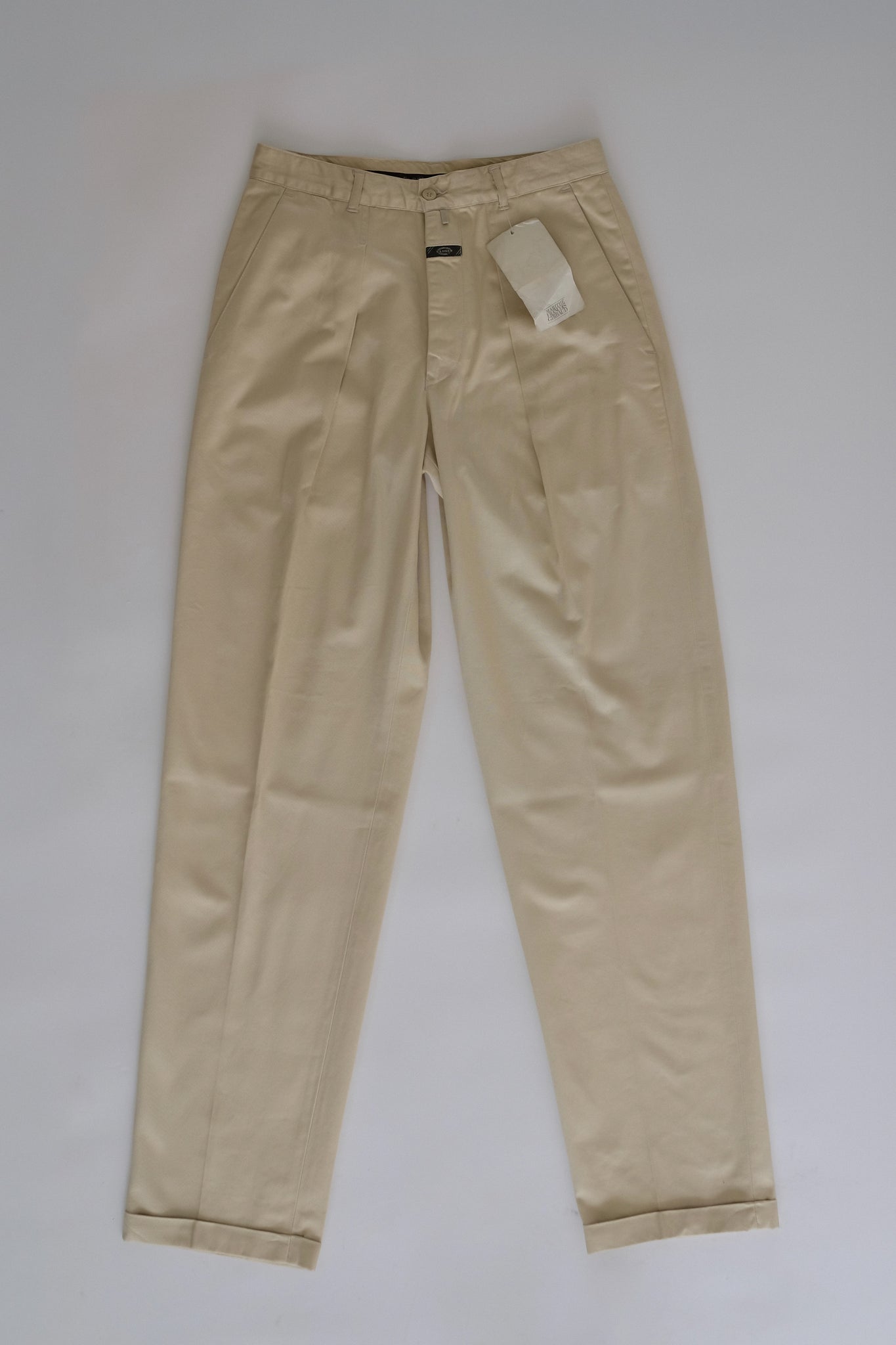 80S CLOSED BY GIRBAUD DEADSTOCK TROUSERS IN BEIGE
