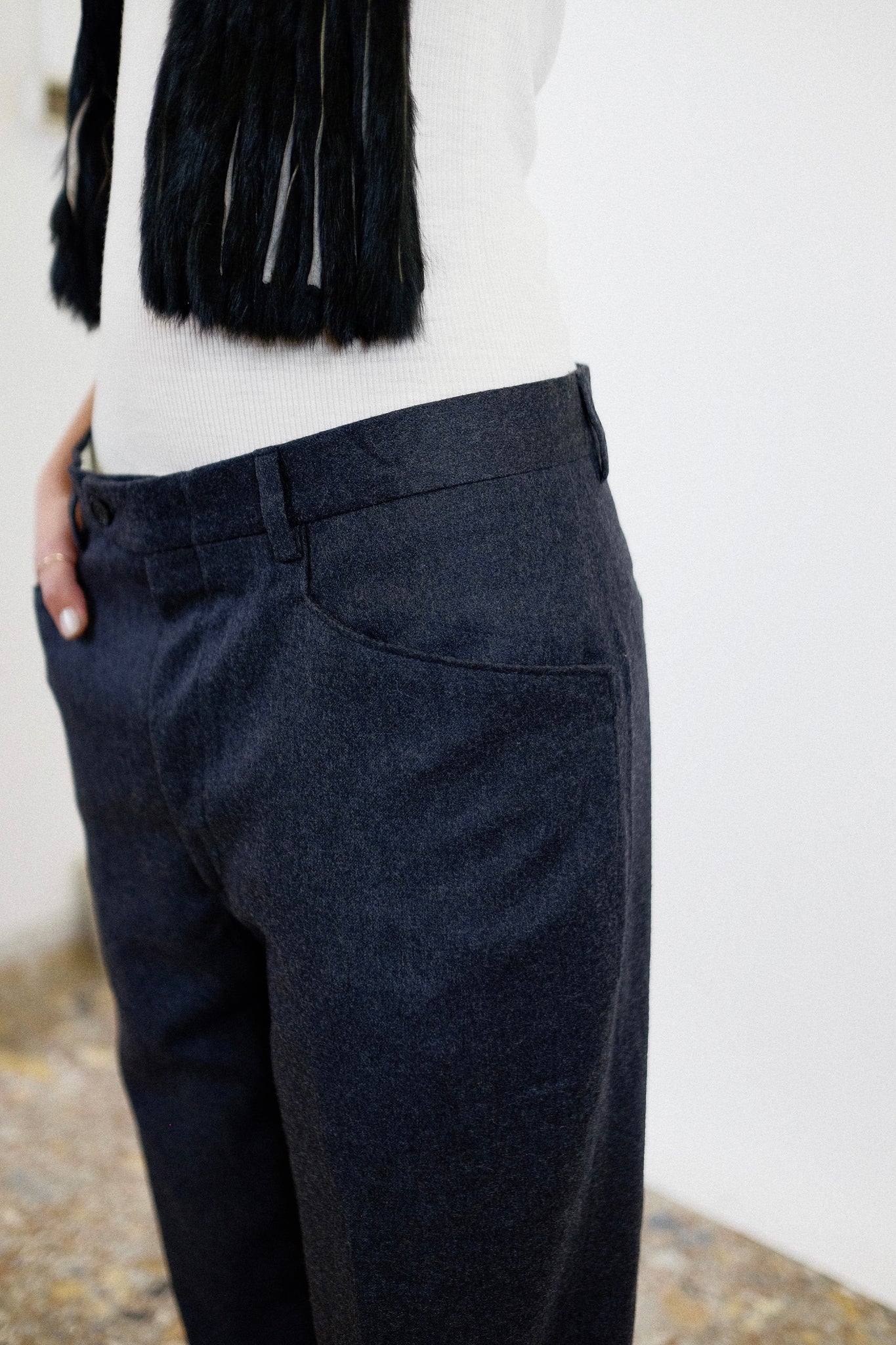 ITALIAN TAILORED DEADSTOCK MENSWEAR TROUSERS IN SLATE GREY