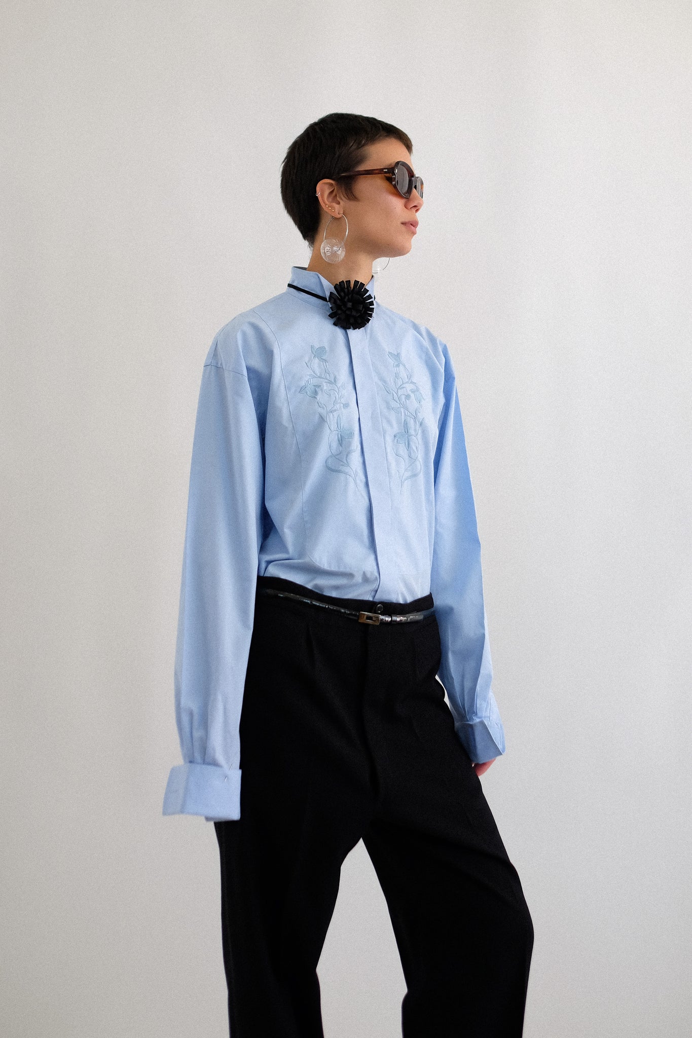 KENZO HOMME EMBROIDERED SHIRT IN BLUE