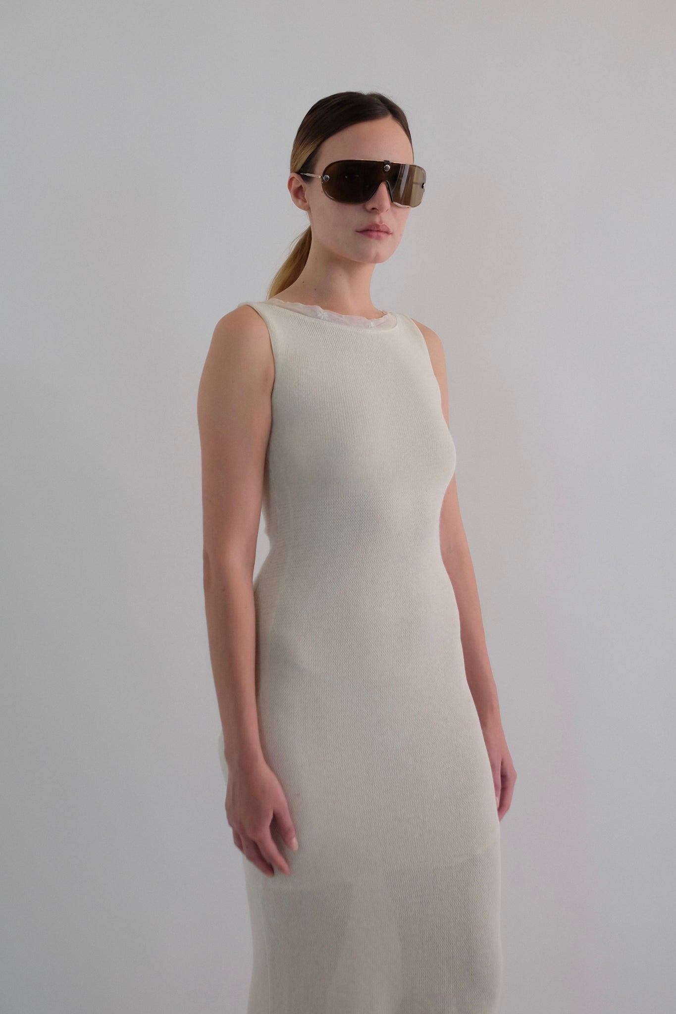 COMPAGNIA ITALIANA COTTON KNIT MAXI DRESS IN WHITE
