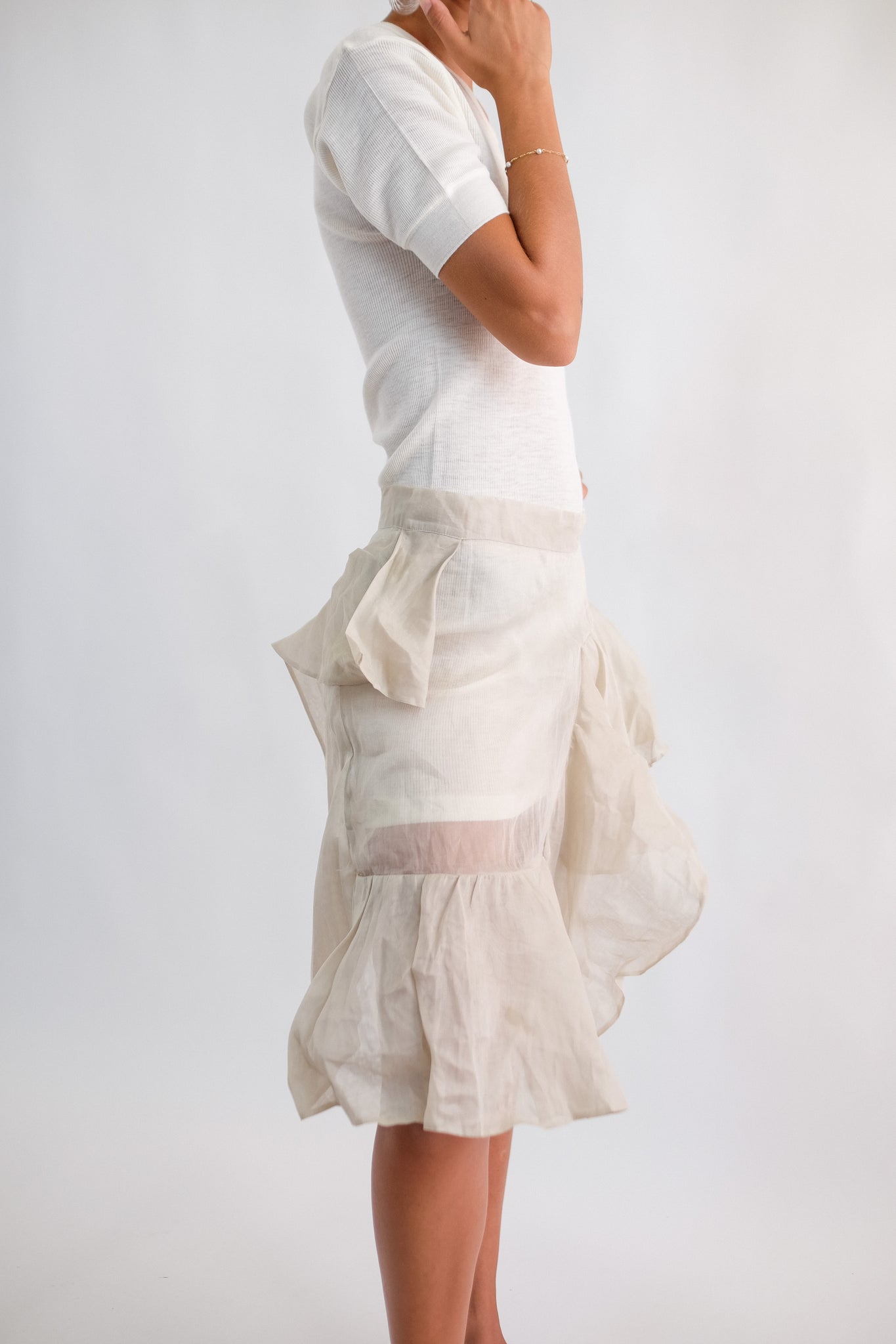 MAXMARA STRUCTURED ORGANZA SKIRT IN TAUPE