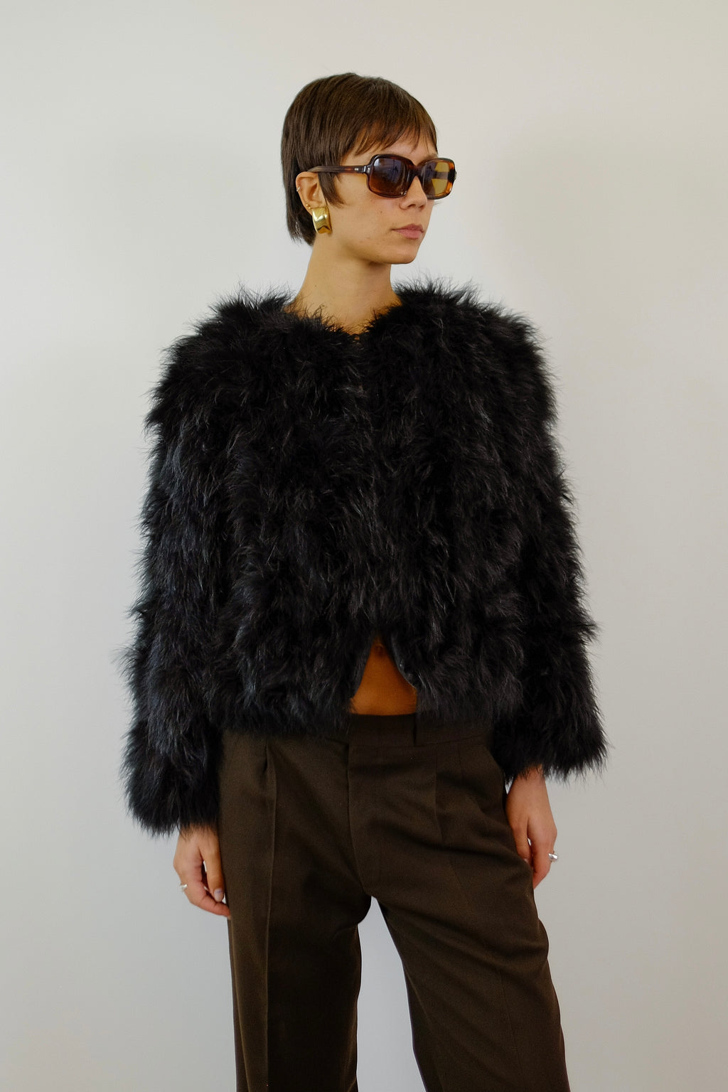 FEATHER BOLERO IN BLACK