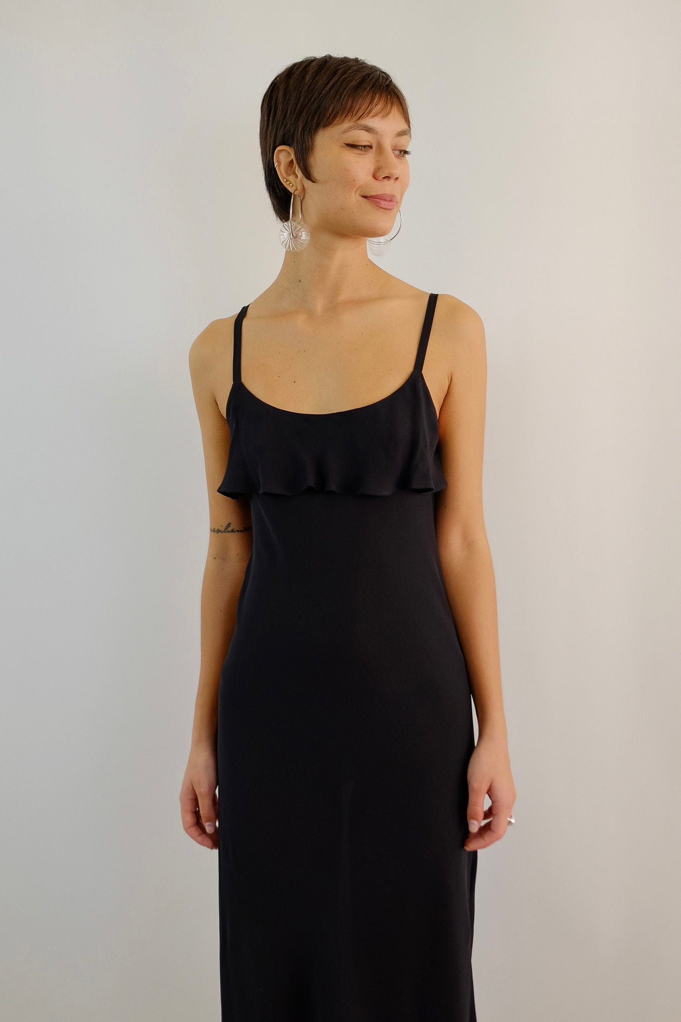 BLUNAUTA BIAS CUT SILK DRESS IN BLACK
