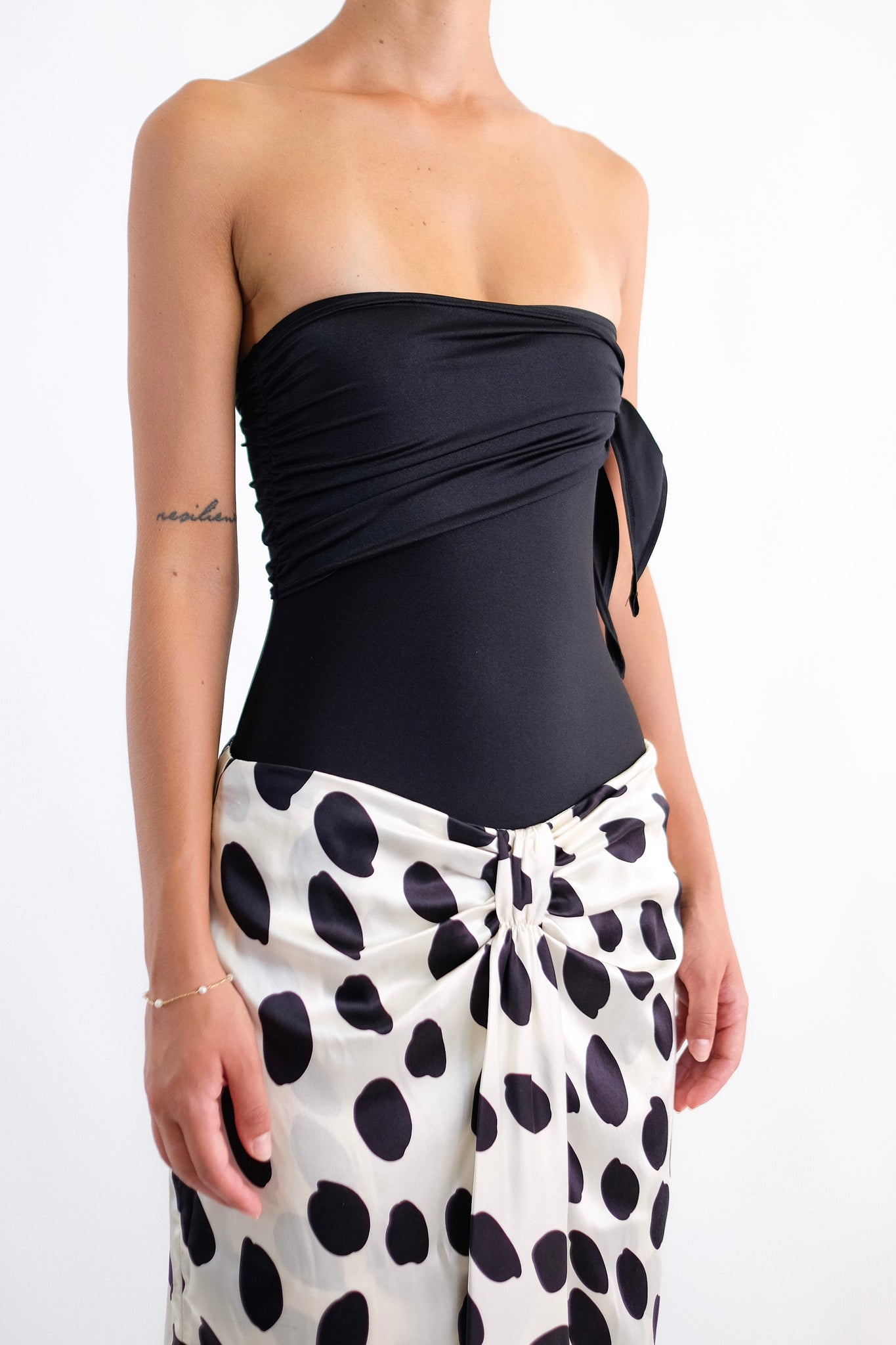 CERRUTI WRAP-TIE SWIMSUIT IN BLACK